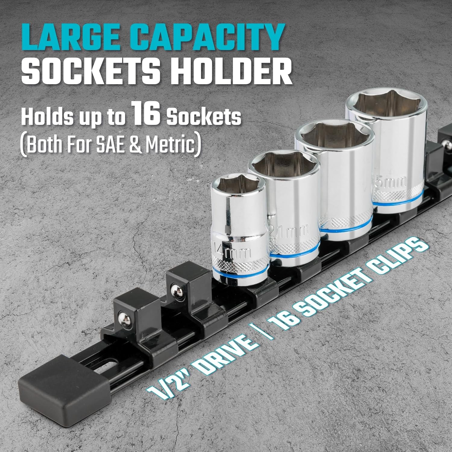 Socket Organizer, 1/2-Inch Aluminum Alloy Socket Holder