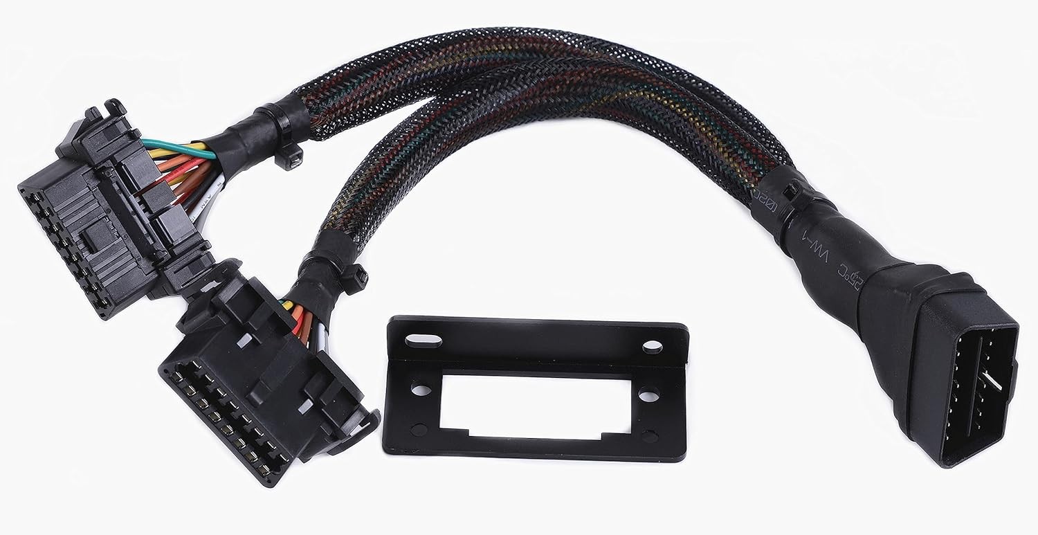 Underdash OBD2 Splitter Y Cable OBDII 1 Male to 2 Female 20awg Black