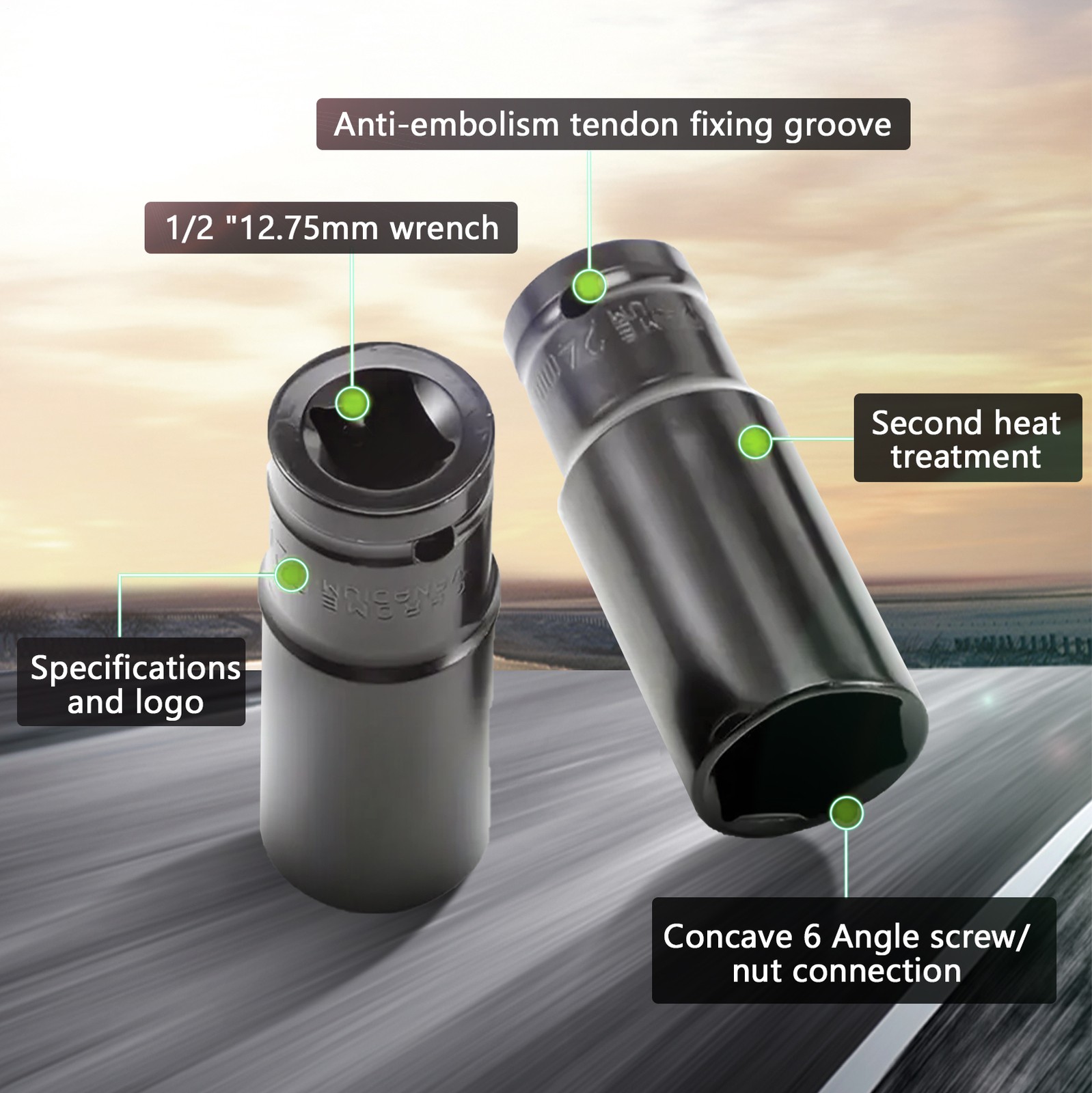20pcs Metric Deep Impact Socket 1/2″ Drive 8mm-32mm 6 Point Sockets kit w/ case
