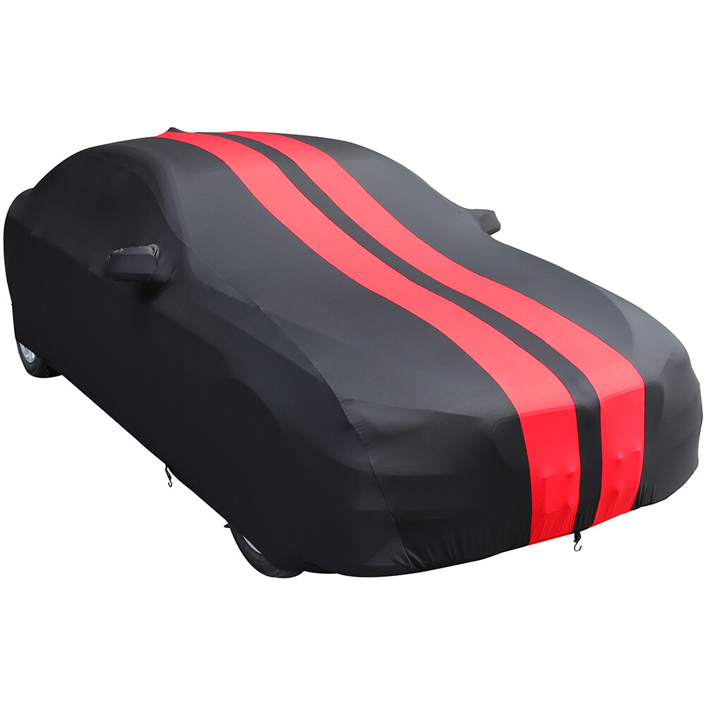 For Chevrolet Corvette C8 Indoor Dust Proof Black+ Red Line Stretch Car Cover US
