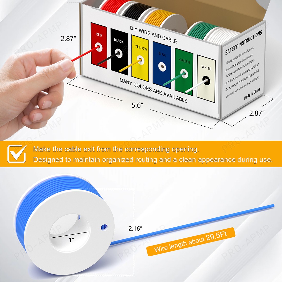 20 AWG PVC Hook-Up Wire 6 Colors 29.5ft, Stranded Tinned Copper Flexible Cable