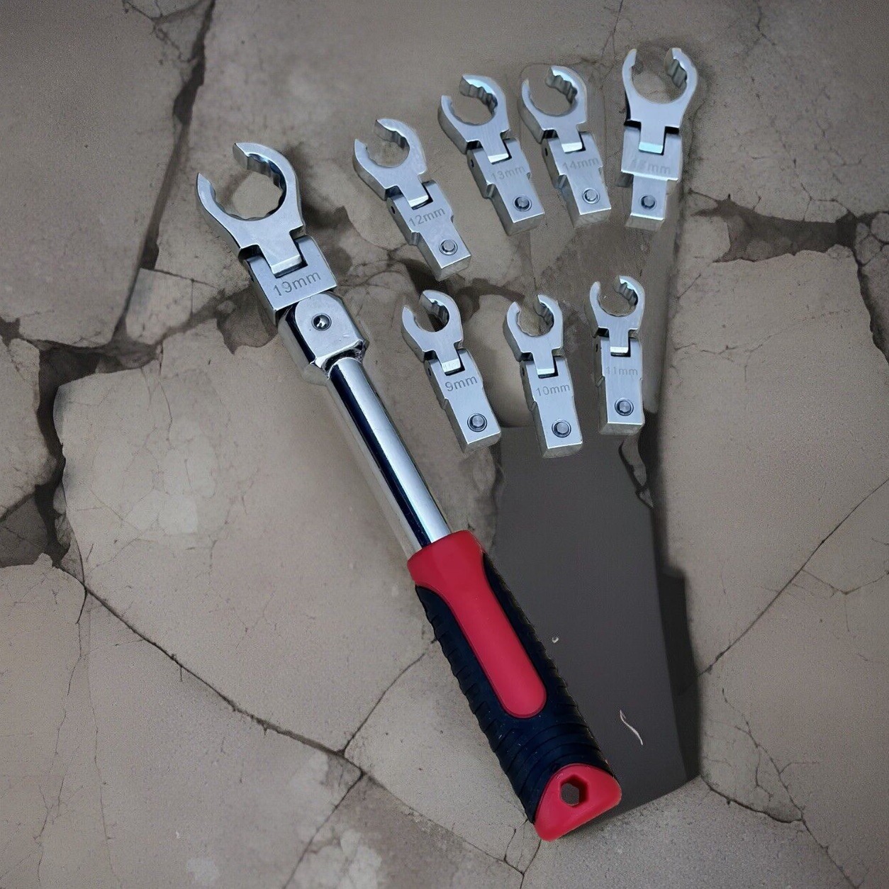 9pcs Flare Nut Flexible Open End Offset Box Wrench Metric Set Brake Line Wrench