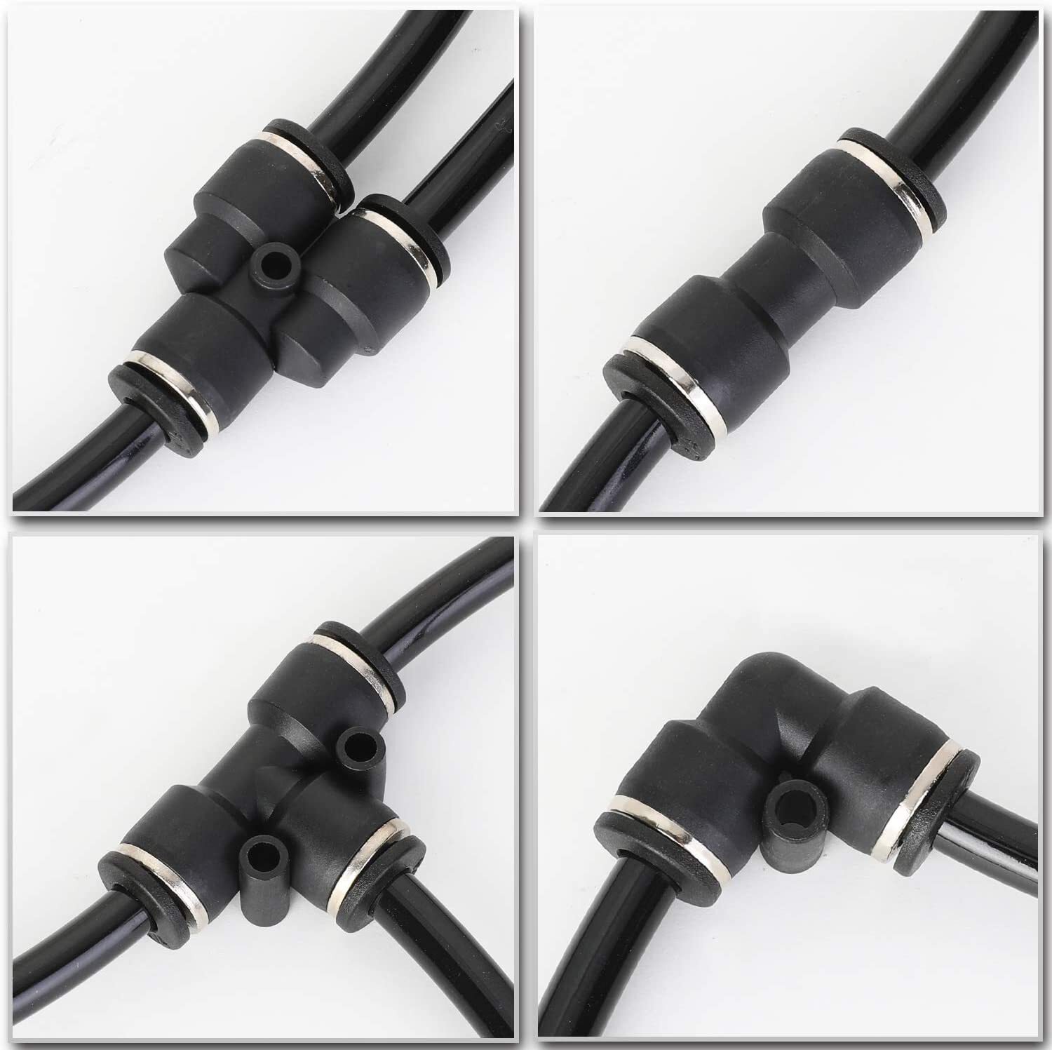 Nylon Air Line Dot OD 3/8″ 33ft 50ft 100ft 200ft Or Push To Connect Fitting 5Pcs