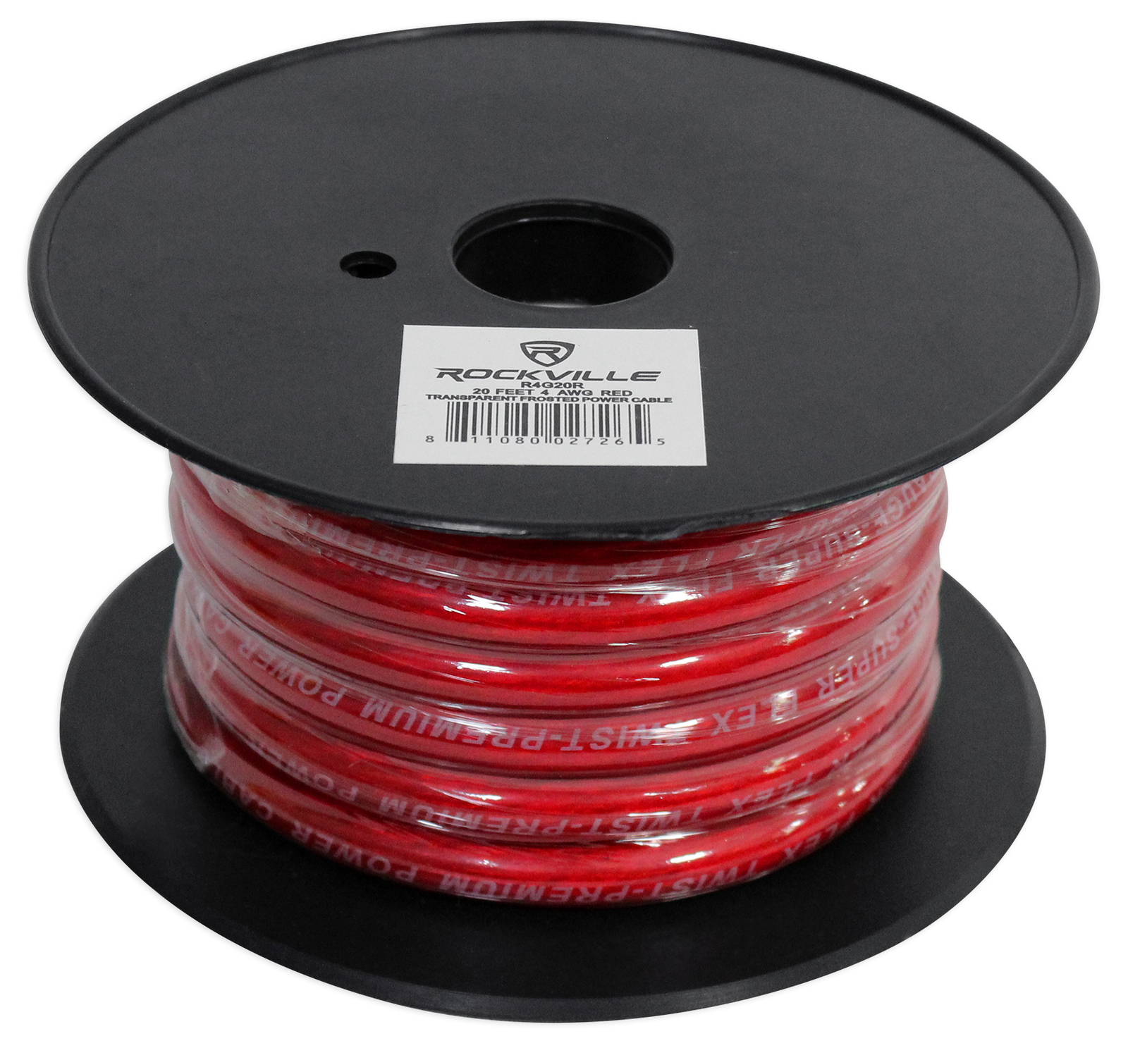 Rockville R4G20R Red 4 AWG Gauge 20 Foot Car Amp Power/Ground Wire Spool