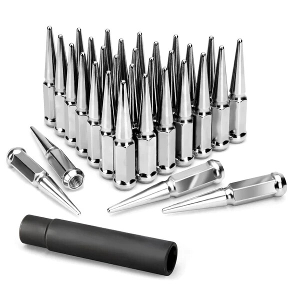 32PCS CHROME M14x1.5 4.5″ TALL SPIKE LUG NUT FOR CHEVY SILVERADO FORD F150 F250