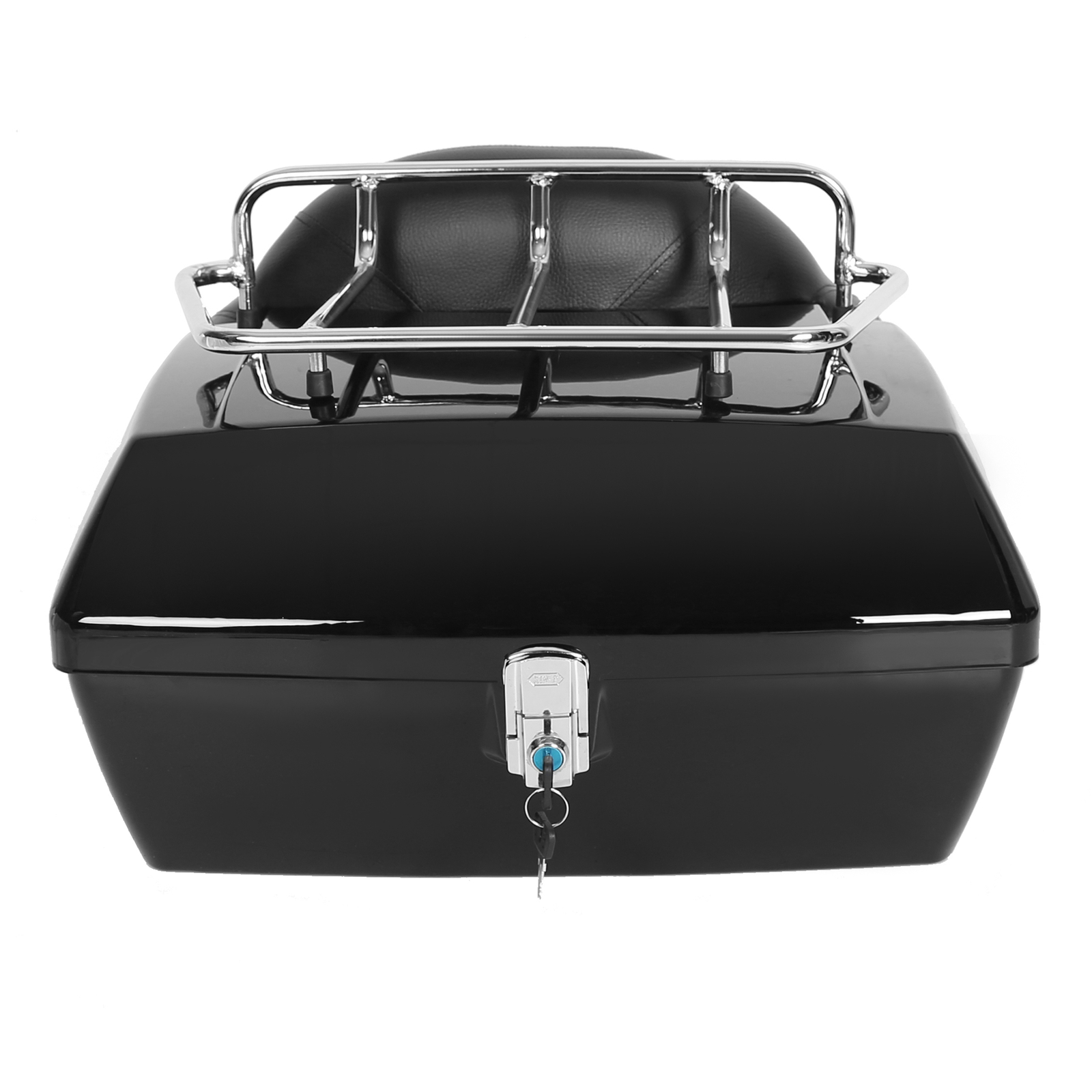 Hard Motorcycle Trunk Luggage Case Tail Box W/Backrest For Harley Yamaha Suzuki