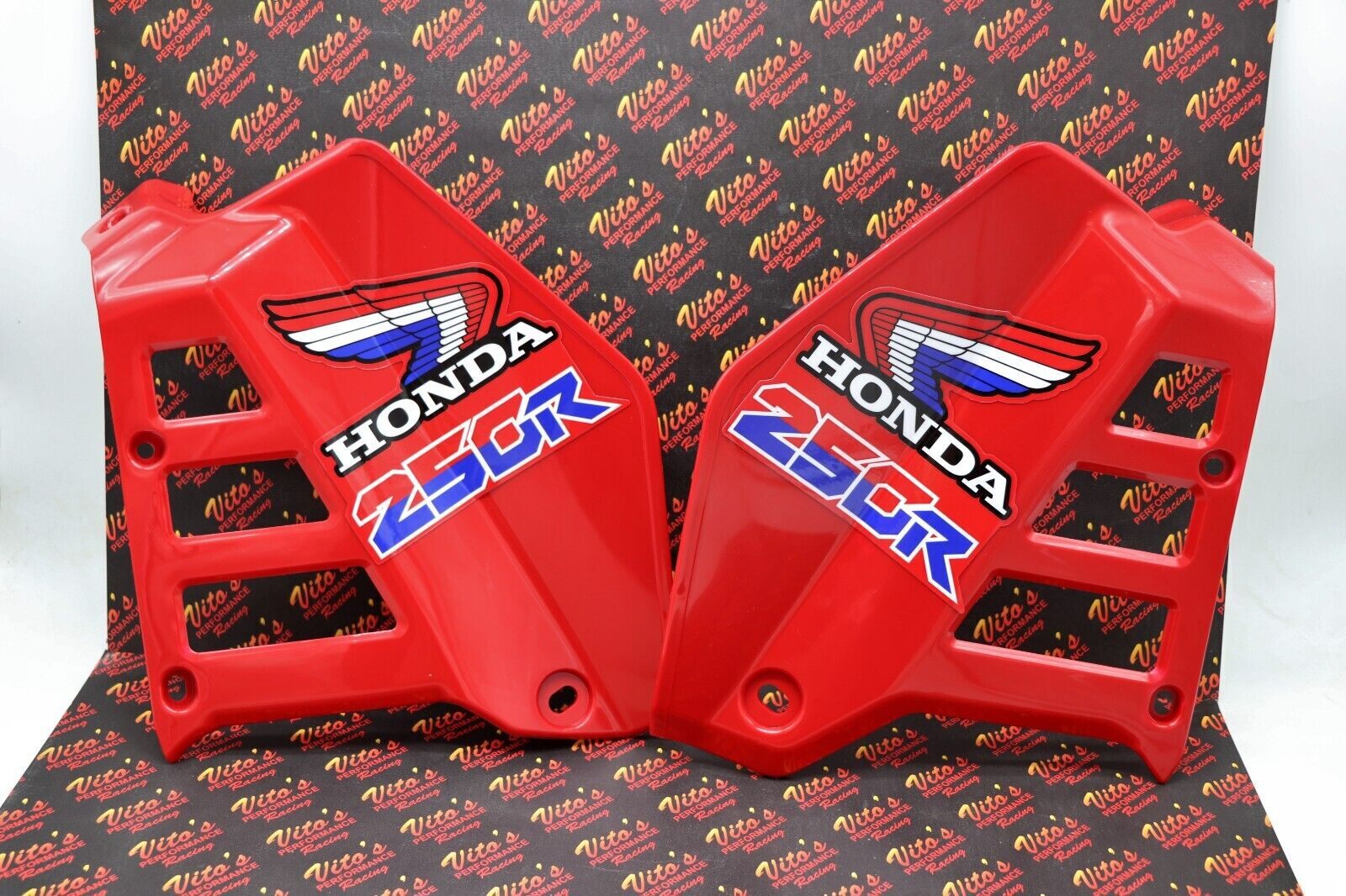 Radiator Shrouds tank plastic guards Honda ATC250R 1985 1986 RED + sticker kit