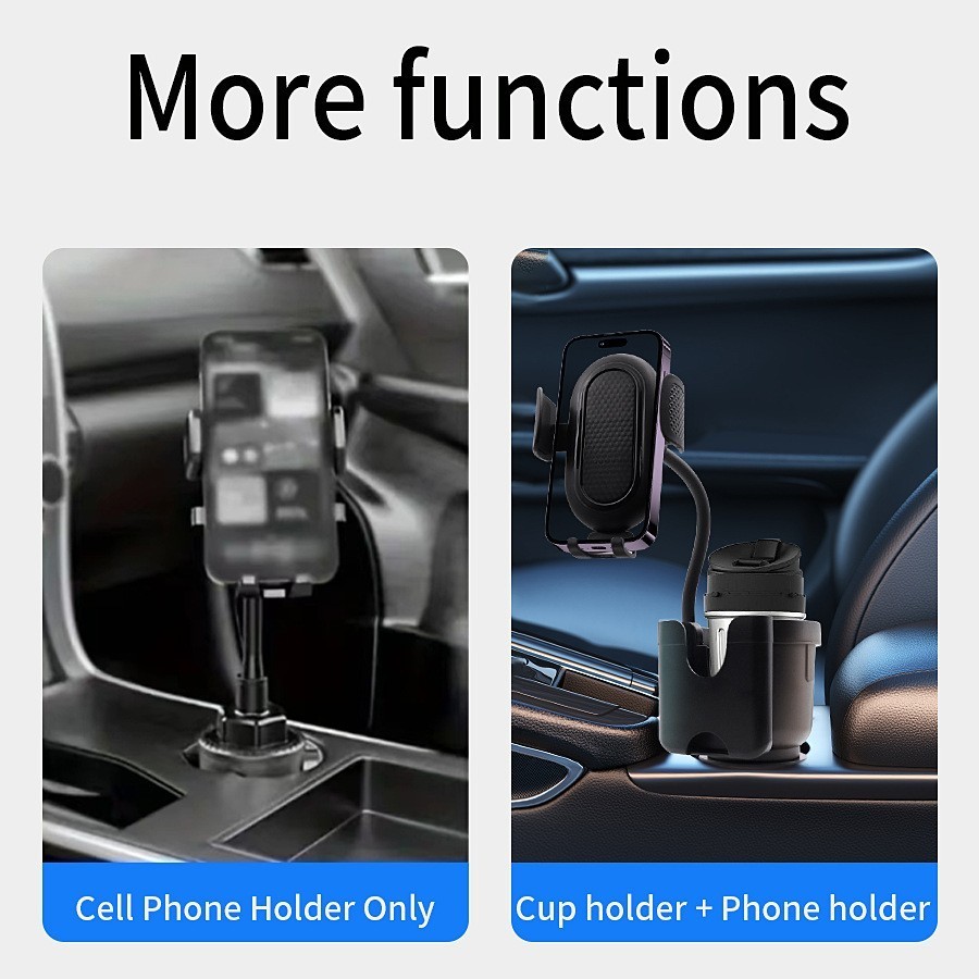 3 in 1 Car Cup Holder Expander Phone Mount Card Slot Universal 360° Phone Holder