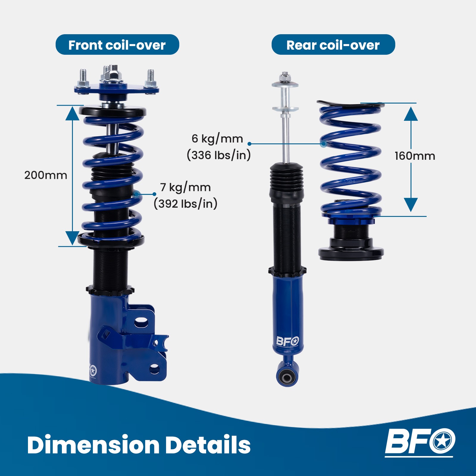 BFO Coilovers Struts Kit For Honda Civic Si EX LX Sedan 2006-2011 Adj. Height