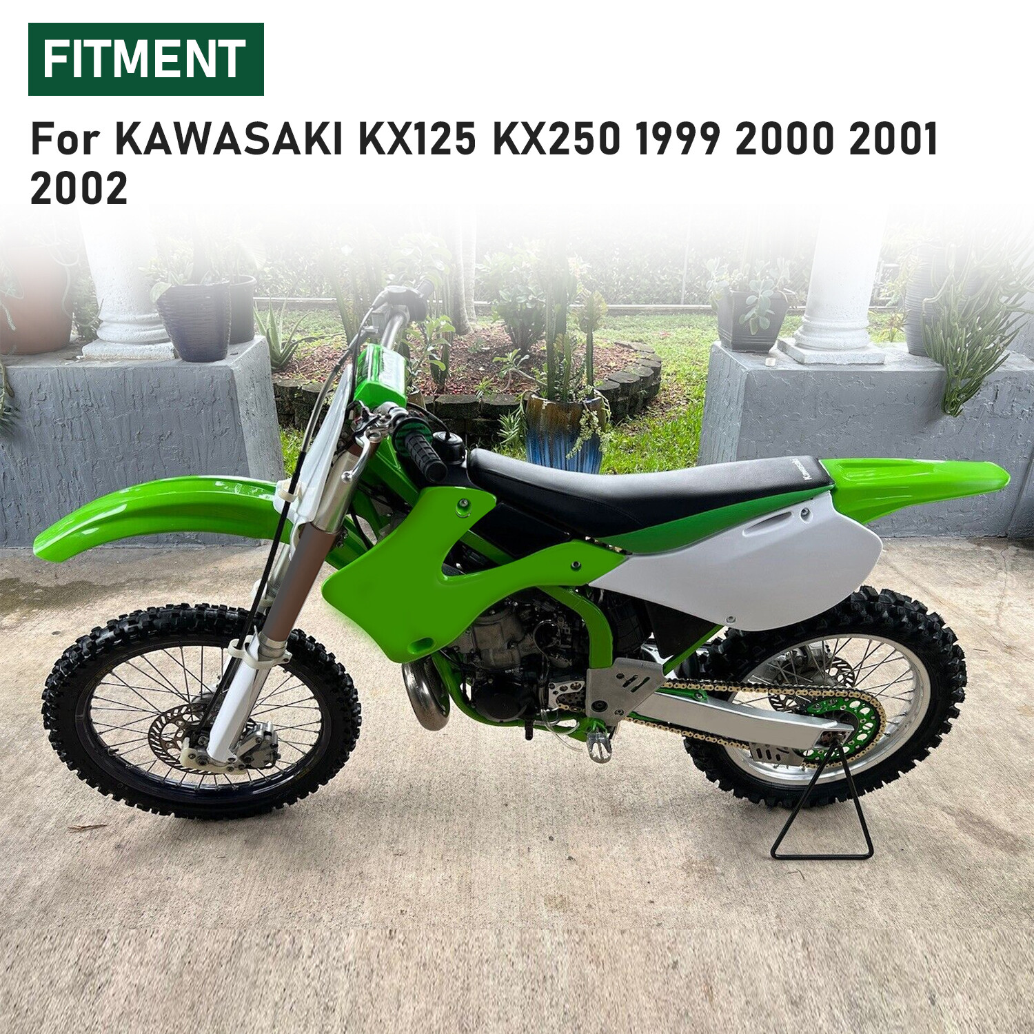 7PCS Green ABS Restyle Plastic Kit For KAWASAKI KX125 KX250 1999 2000 2001 2002