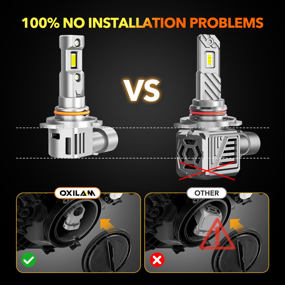 OXILAM 9012 LED Headlight Super Bright Bulbs Kit White 6500K High/Low Beam