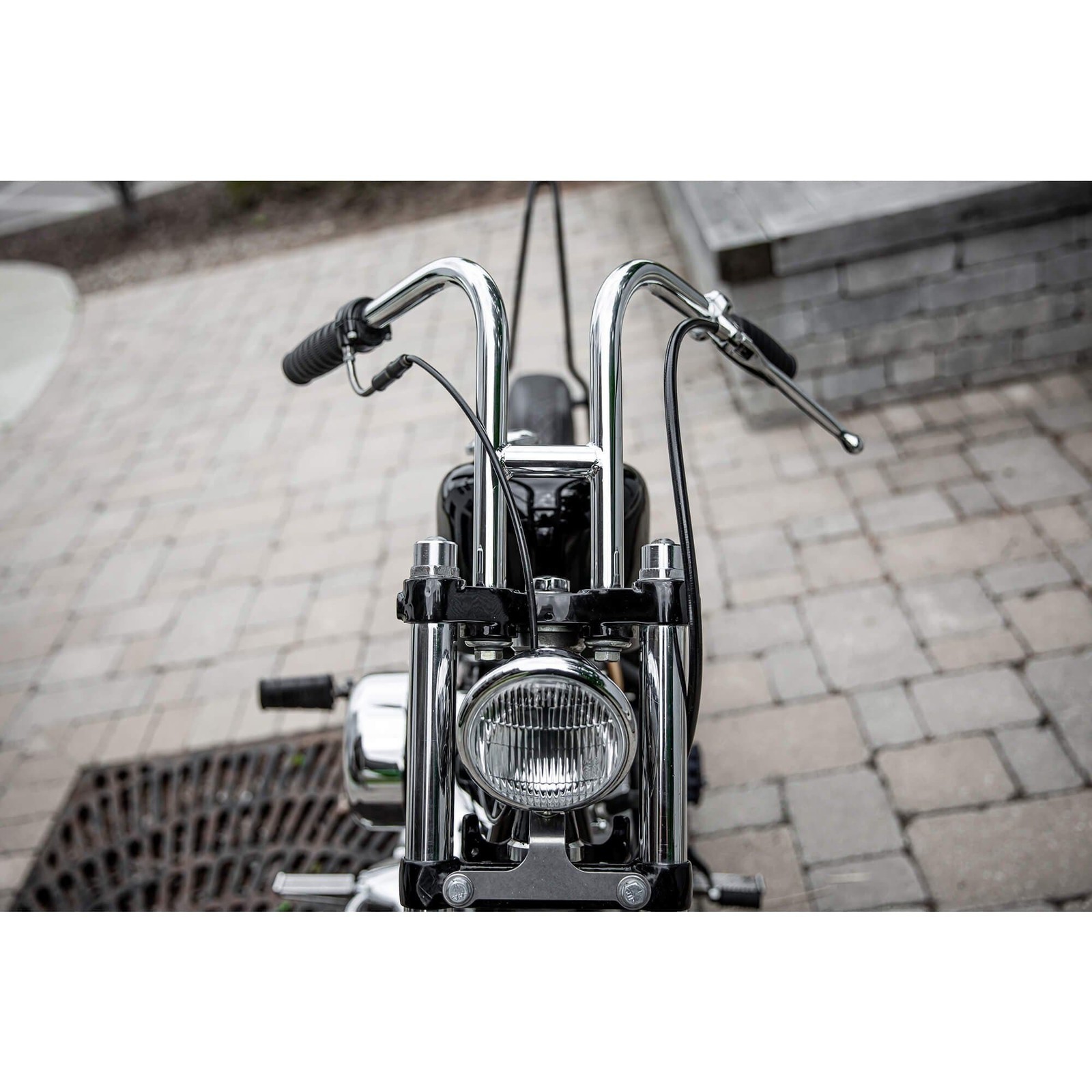 Lowbrow Customs Narrow Rabbit Ears 1″ chrome handlebars Harley chopper Sportster