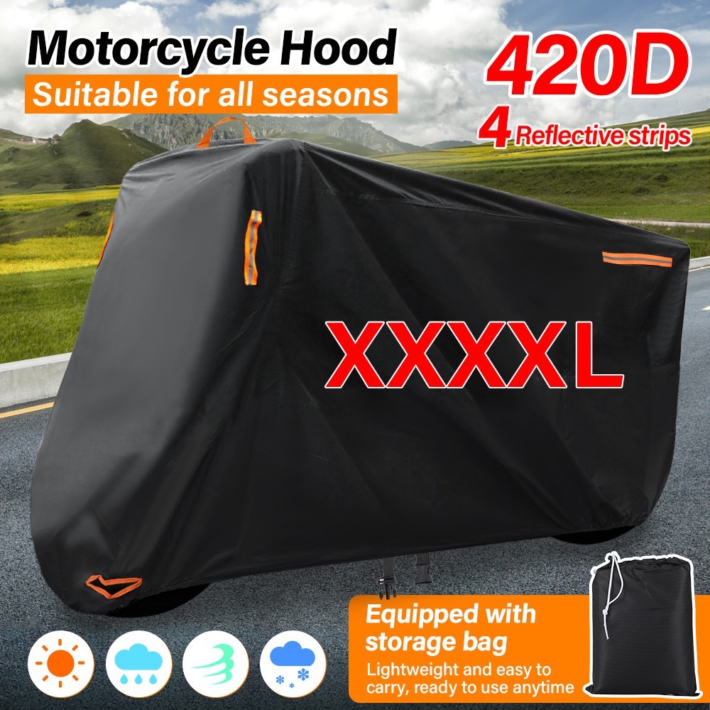 4XL 420D Waterproof Motorcycle Cover Outdoor Rain Dust UV Bike Scooter Protector