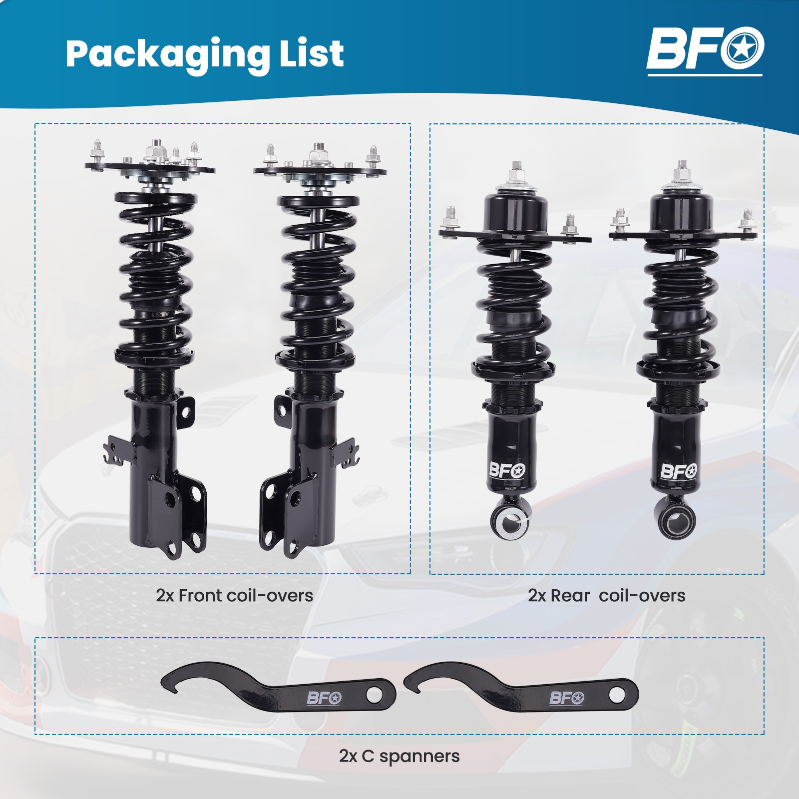 BFO Coilovers Shock Absorber Lowering Kit For Toyota Corolla 2009-2017