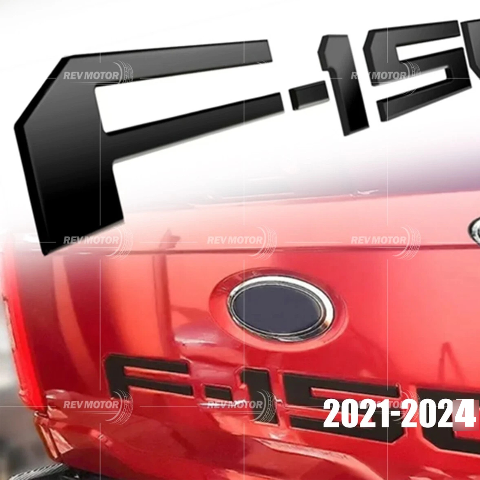 3D Raised Matte Black Tailgate Inserts Letters Emblems For F 2021-2024 Badge