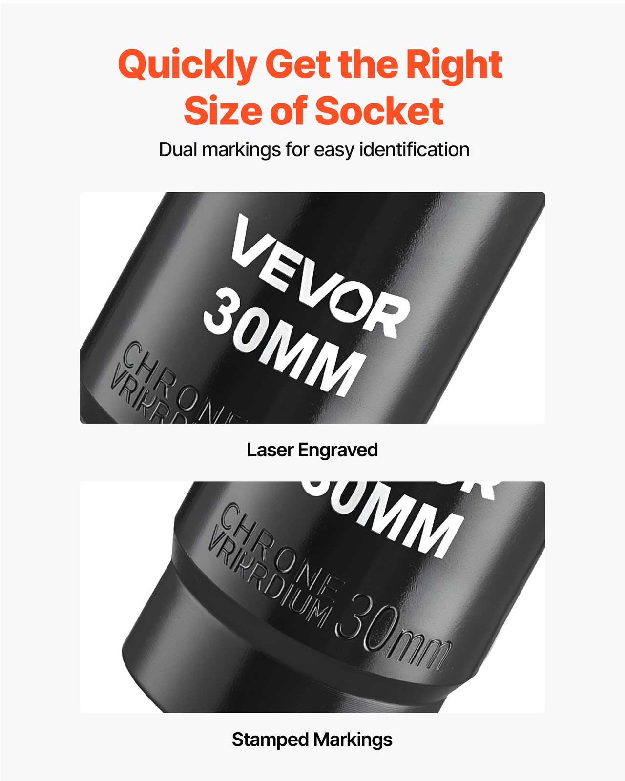 VEVOR Impact Sockets Set 1/2 Inch Drive 26 PCS Metric 10mm – 36mm Deep 6-Point
