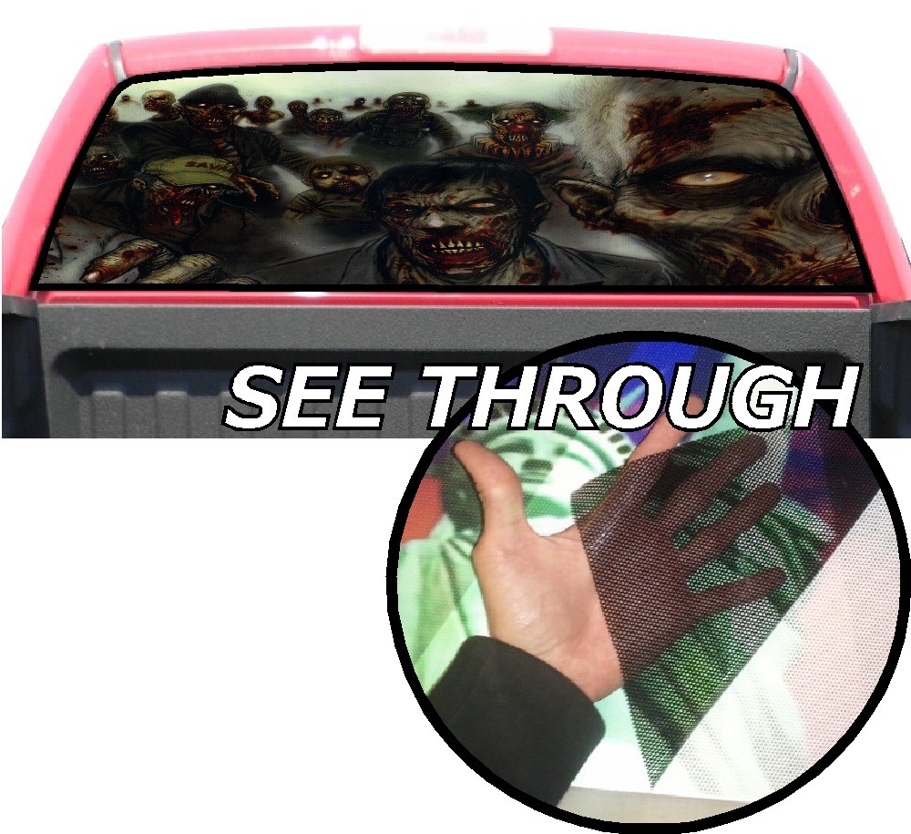 P363 Zombies Rear Window Tint Graphic Decal Wrap Back Pickup Graphics