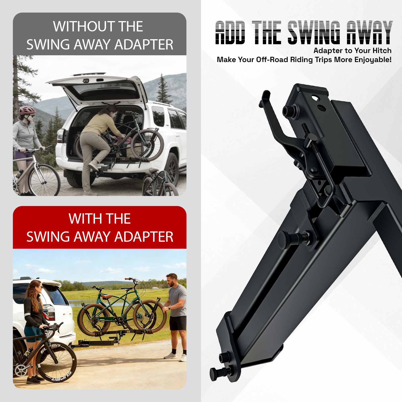 Swing Away Hitch Adapter-90° Swing Arm for 2In Receiver,400 lb Capacity