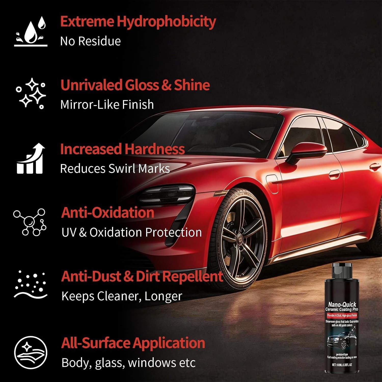2PCS Nano-Quick Ceramic Coating Pro, Revolutionary Nano Spray for Car Detailing
