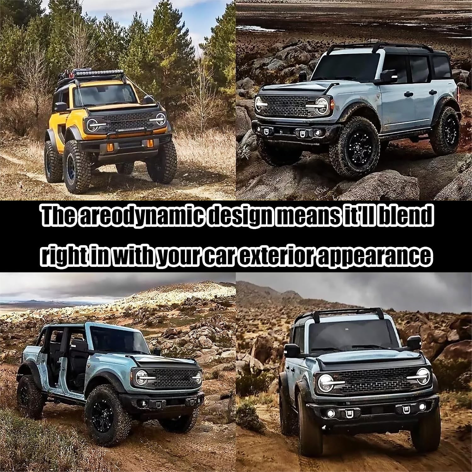Hood Deflector Protector Ford Bronco 2/4 2026-2021 Matte Black Bug Stone Guard