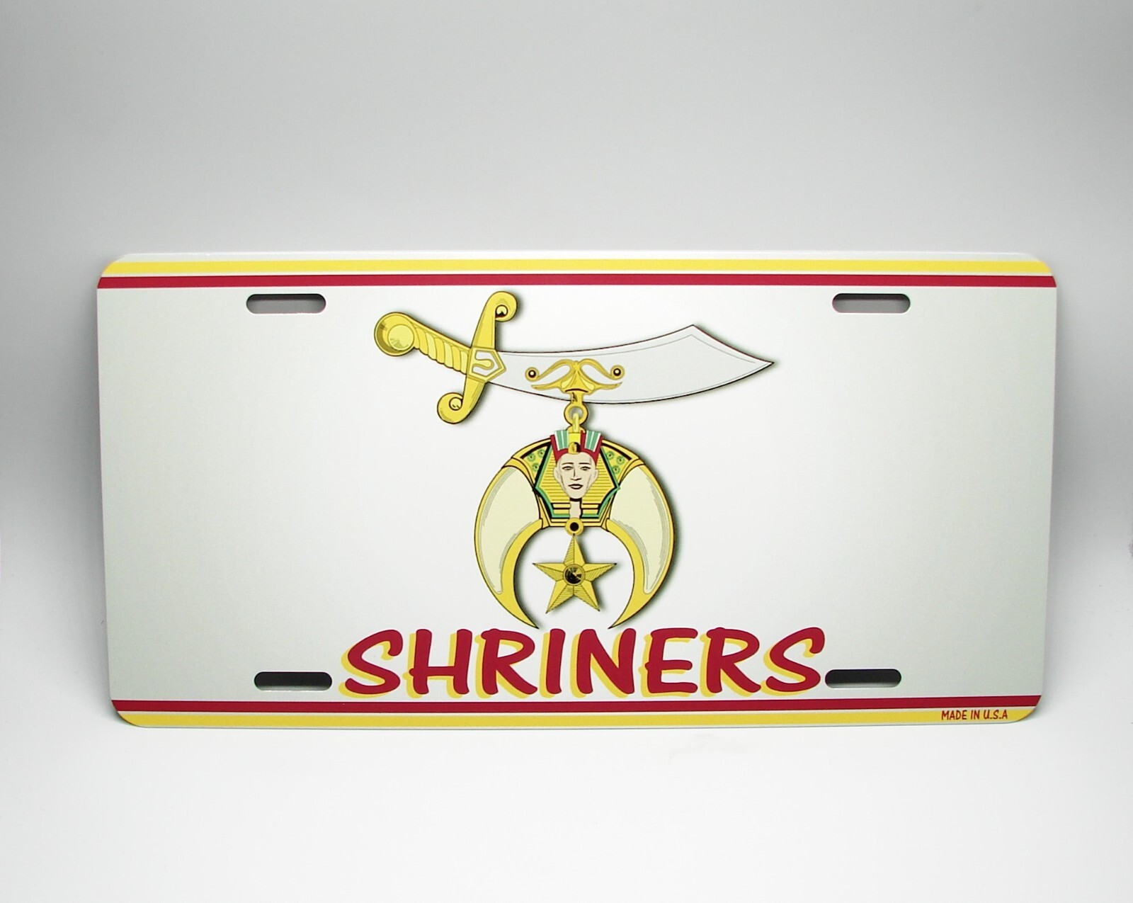 SHRINERS LOGO METAL CAR NOVELTY LICENSE PLATE. SHRINERS INTERNATIONAL AUTO TAG
