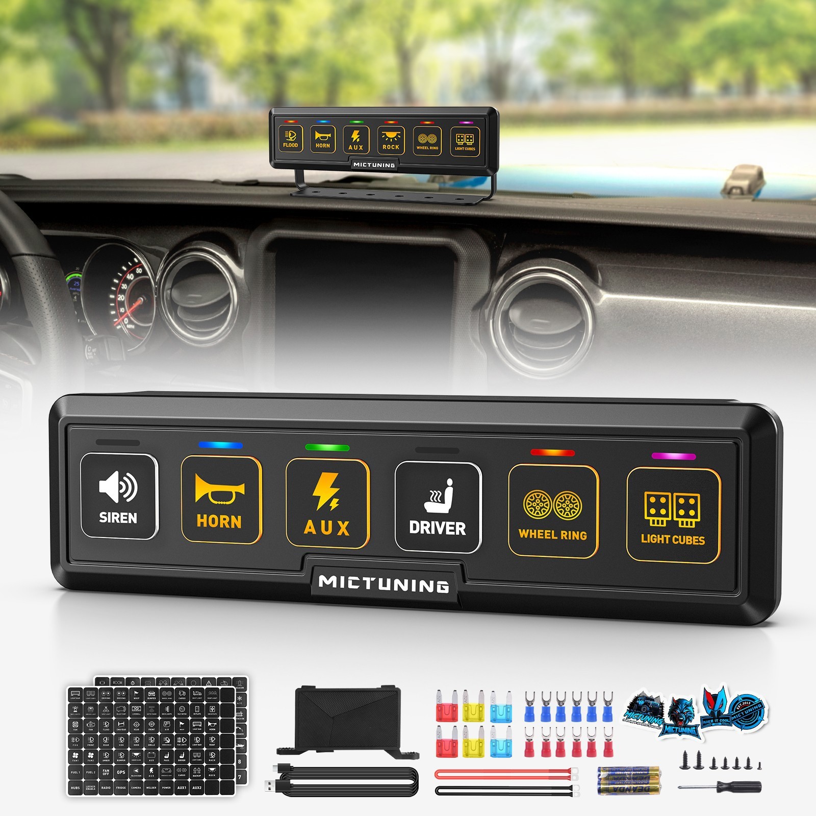 Wireless 6 Gang Slim Switch Panel Toggle LED Light Circuit Relay System Kit 12V