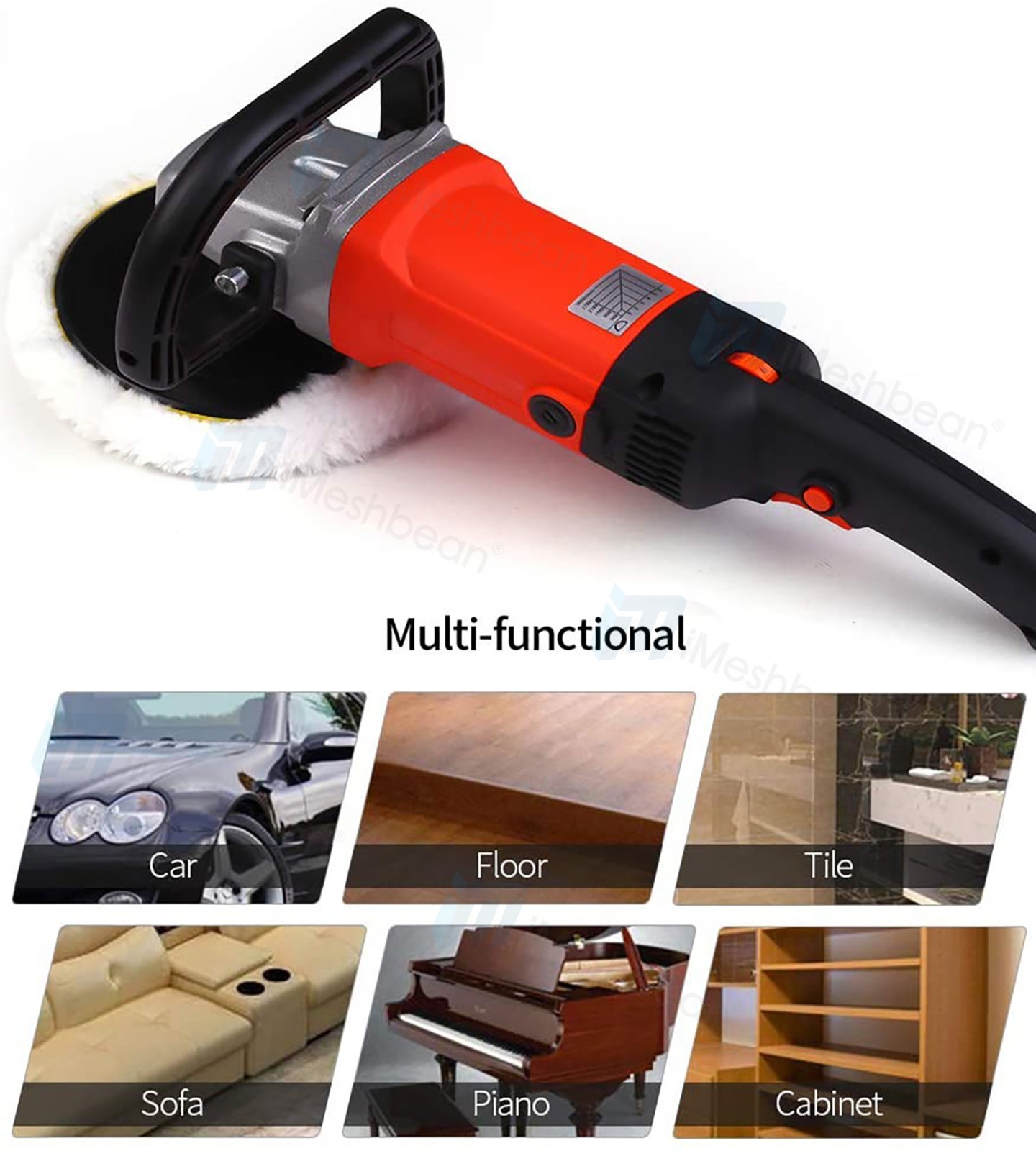 1400W Car Polisher Polishing Machine Buffer Sander 5″ 6″ 7″ Wax Pad Buffing Kit