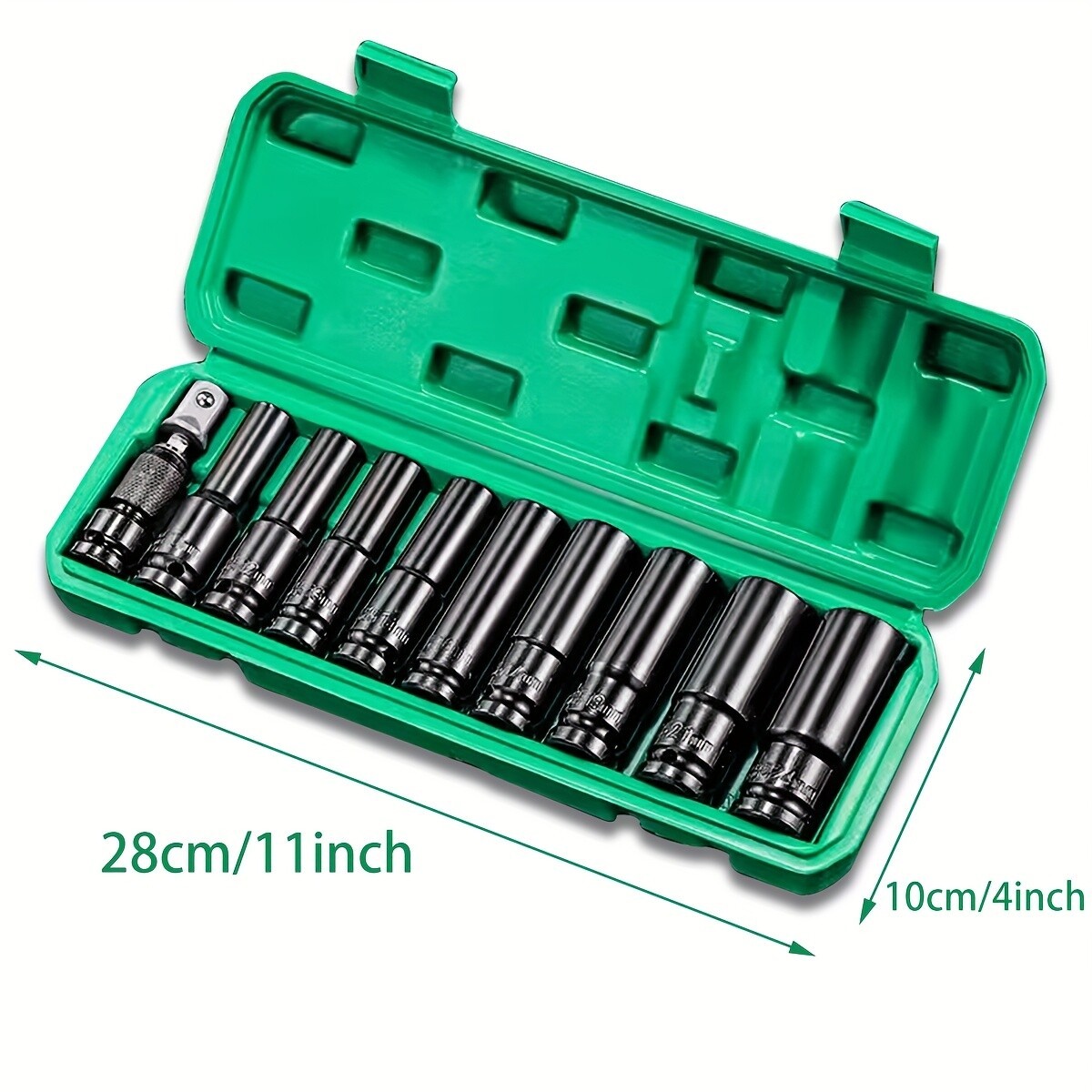 20pcs Metric Deep Impact Socket 1/2″ Drive 8mm-32mm 6 Point Sockets kit w/ case
