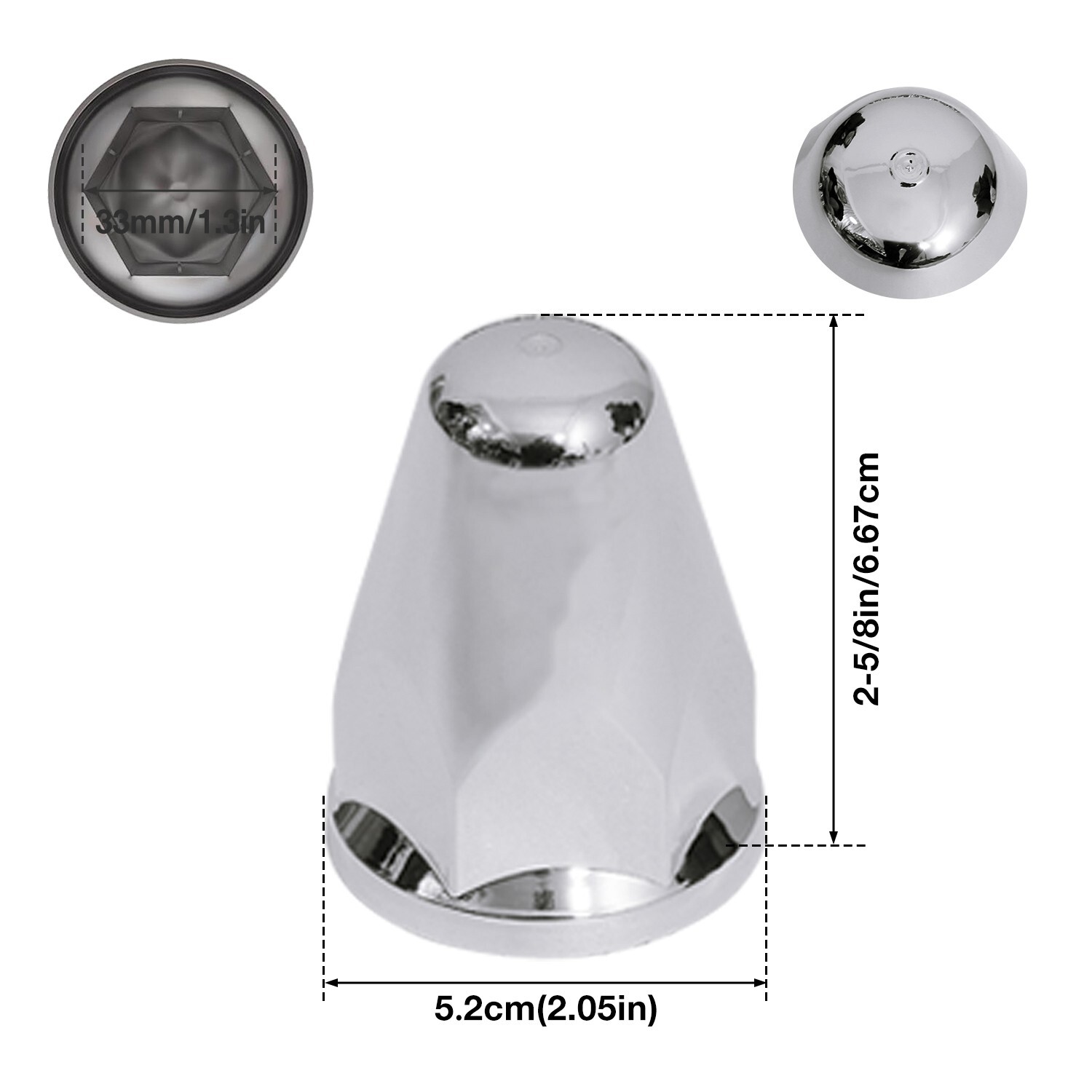 33mm Chrome Lug Nut Cover Push On, ABS Plastic Lug Nut Cap for Semi Truck(20pcs)