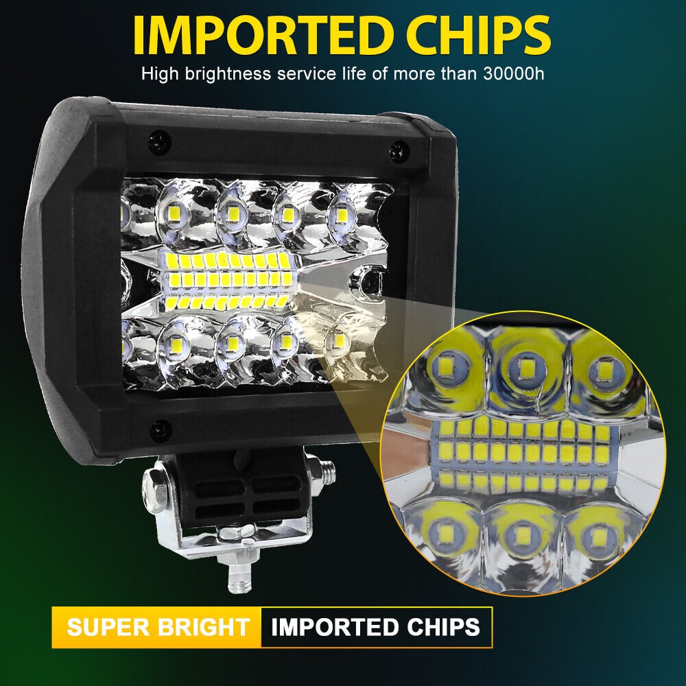 52″ LED Work Light Bar+4″ Light Pods+Mounting Bracket For Jeep Wrangler JK 07-18