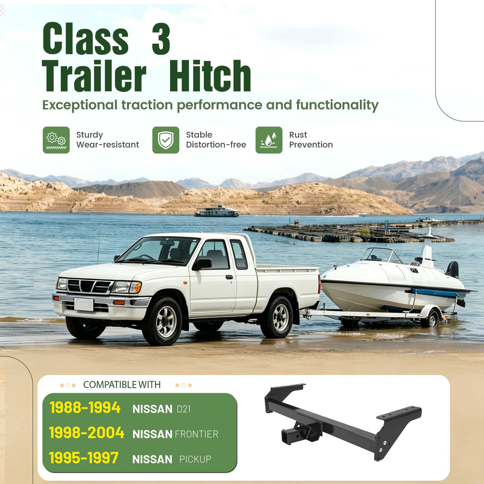 For Nissan D21 Pickup Frontier 88-2004 Trailer Hitch Bumper Towing 2″ Class 3