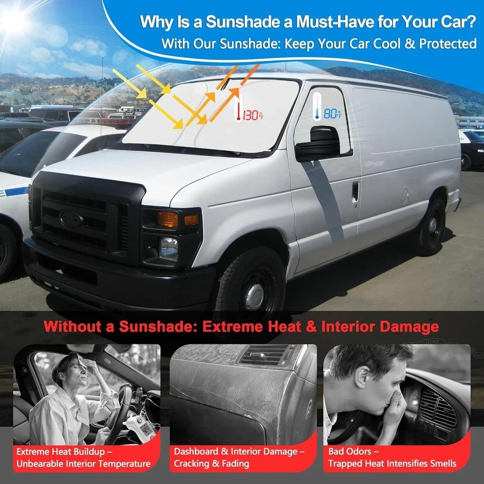 Front Side Window Sun Shade for 1996-2025 Chevy Express Cargo Van Accessories