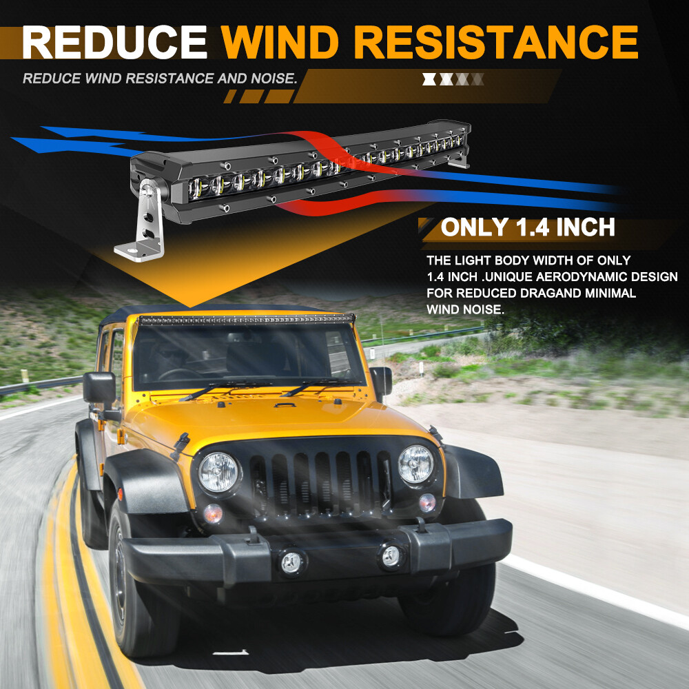 Single Row Curved 20″26″32″38″44″50″ LED Light Bar Slim Off Road Driving 4WD SUV