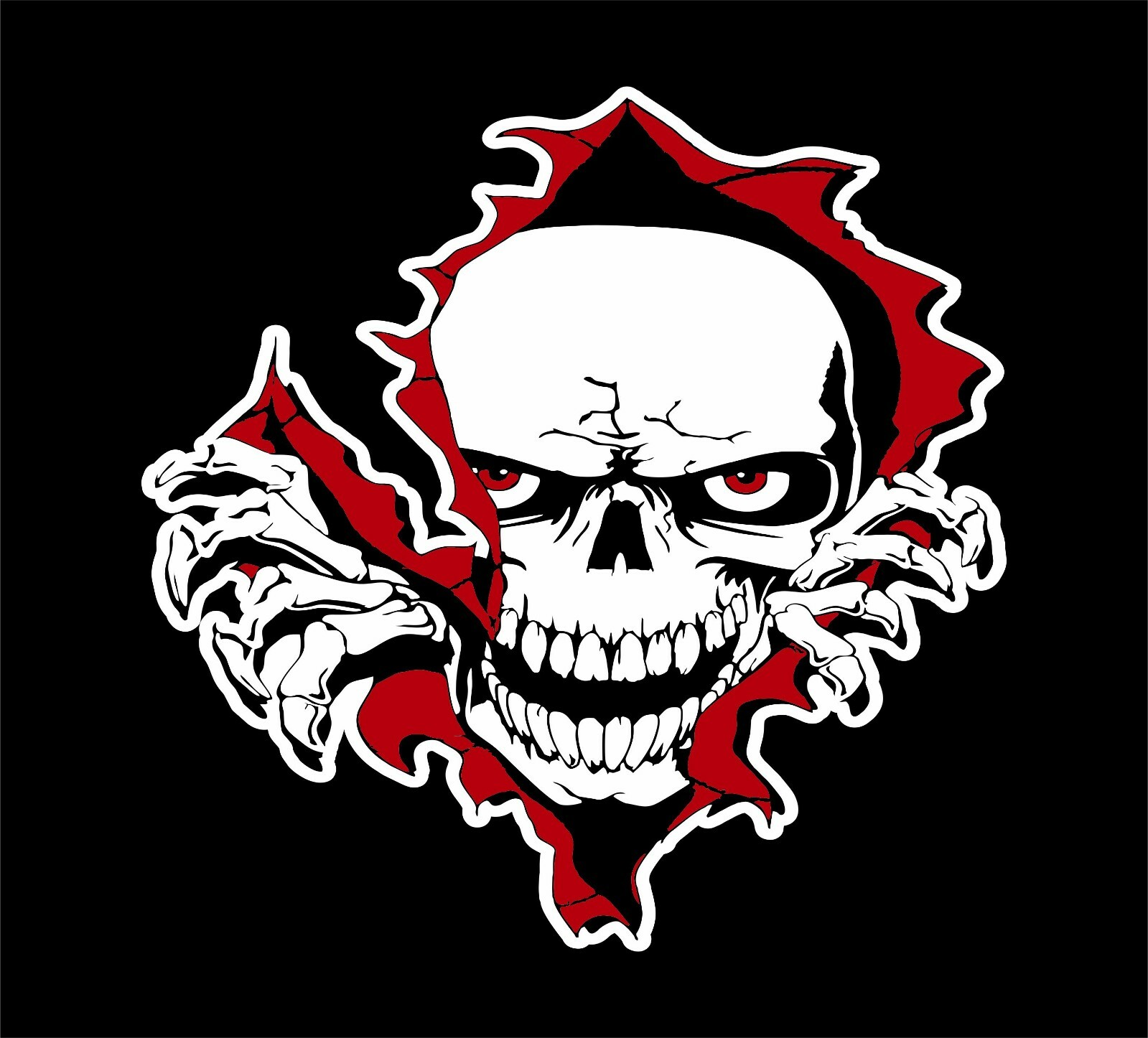 Skull Zombie Walking Dead Skeleton Rip Tear Car Truck Window Vinyl Decal Sticker