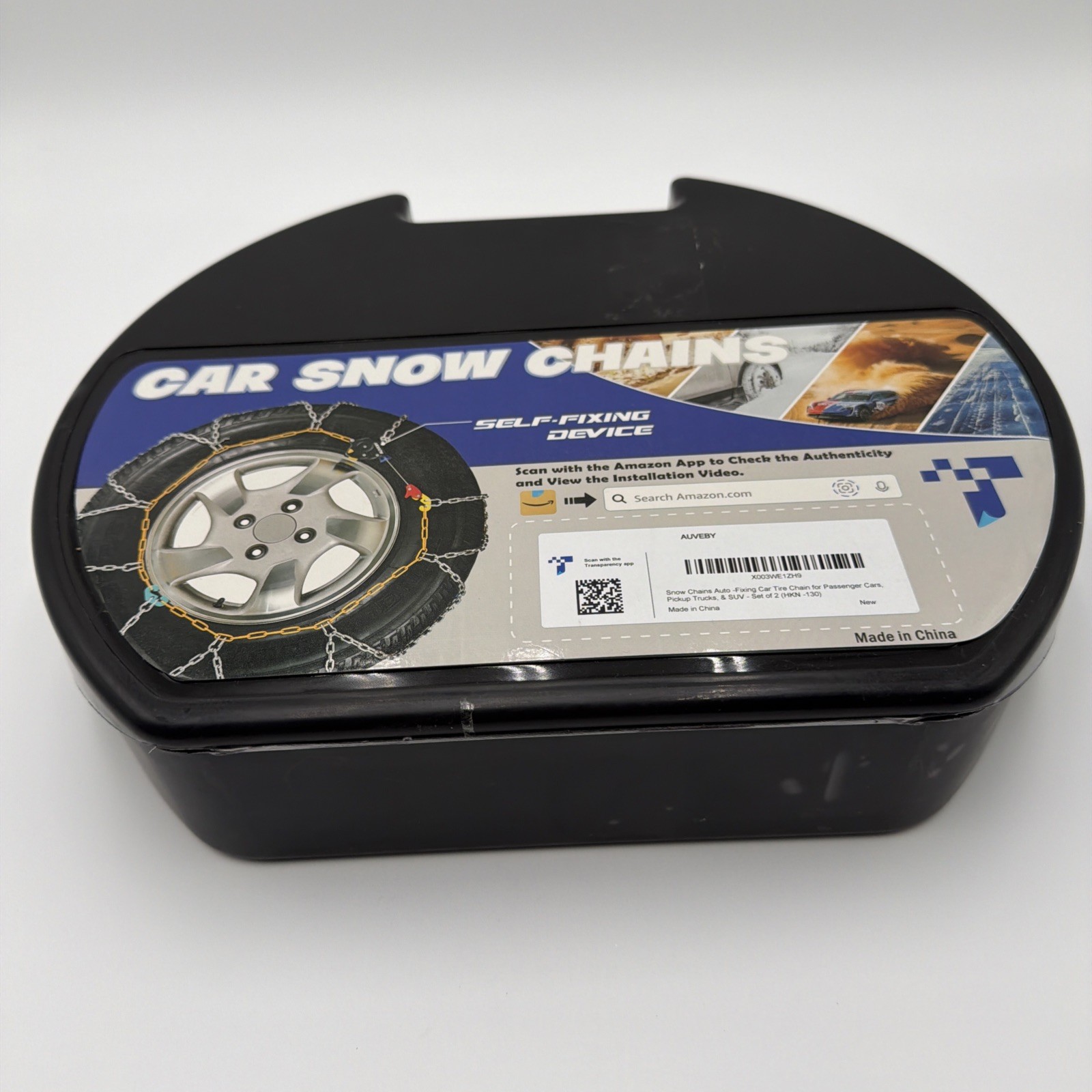 HKN-130 Auto-Fixing Snow Tire Chains Quick Fit Set of 2 Cars SUV Pickup Trucks