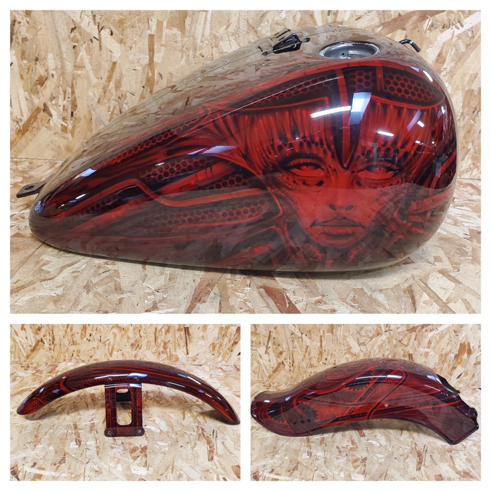 Harley Softail FXST Crimson Red Giger Custom Paint Zombies and Saws Set ’00-’02