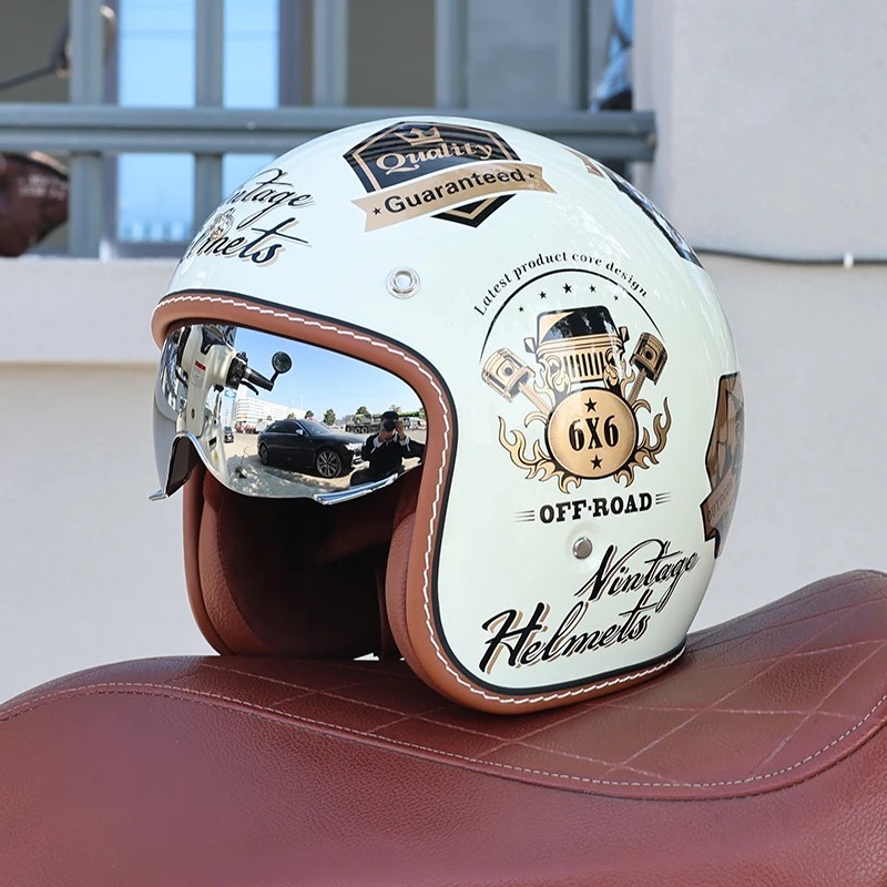 DOT 3/4 Open Face Motorcycle Helmet Retro Unisex Adult Scooter Cruiser Safety