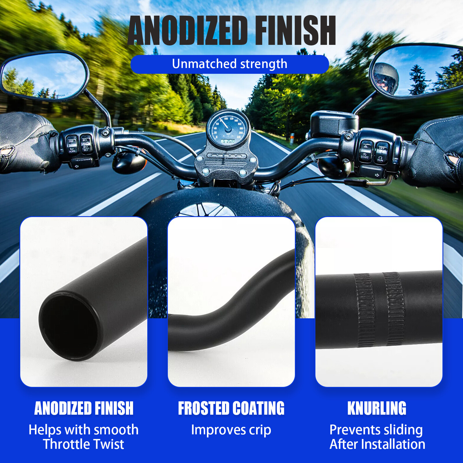 7/8″ 22mm Rise Drag Handlebar Tracker Black For Yamaha FZ-07 FZ-09 MT-07 MT-09