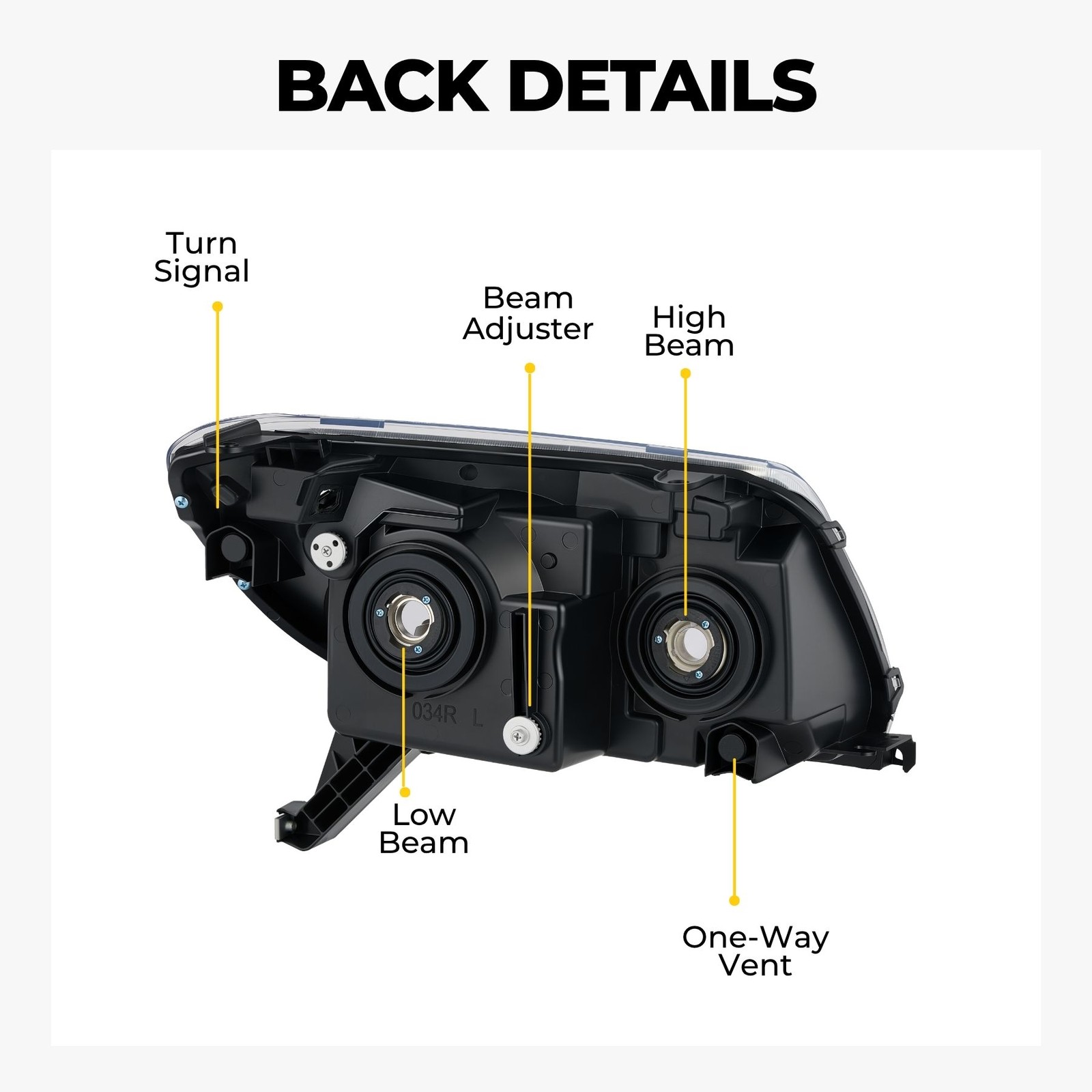 Headlight Assembly Halogen Head Lamps for 2003-2005 Toyota 4Runner L+R Black New