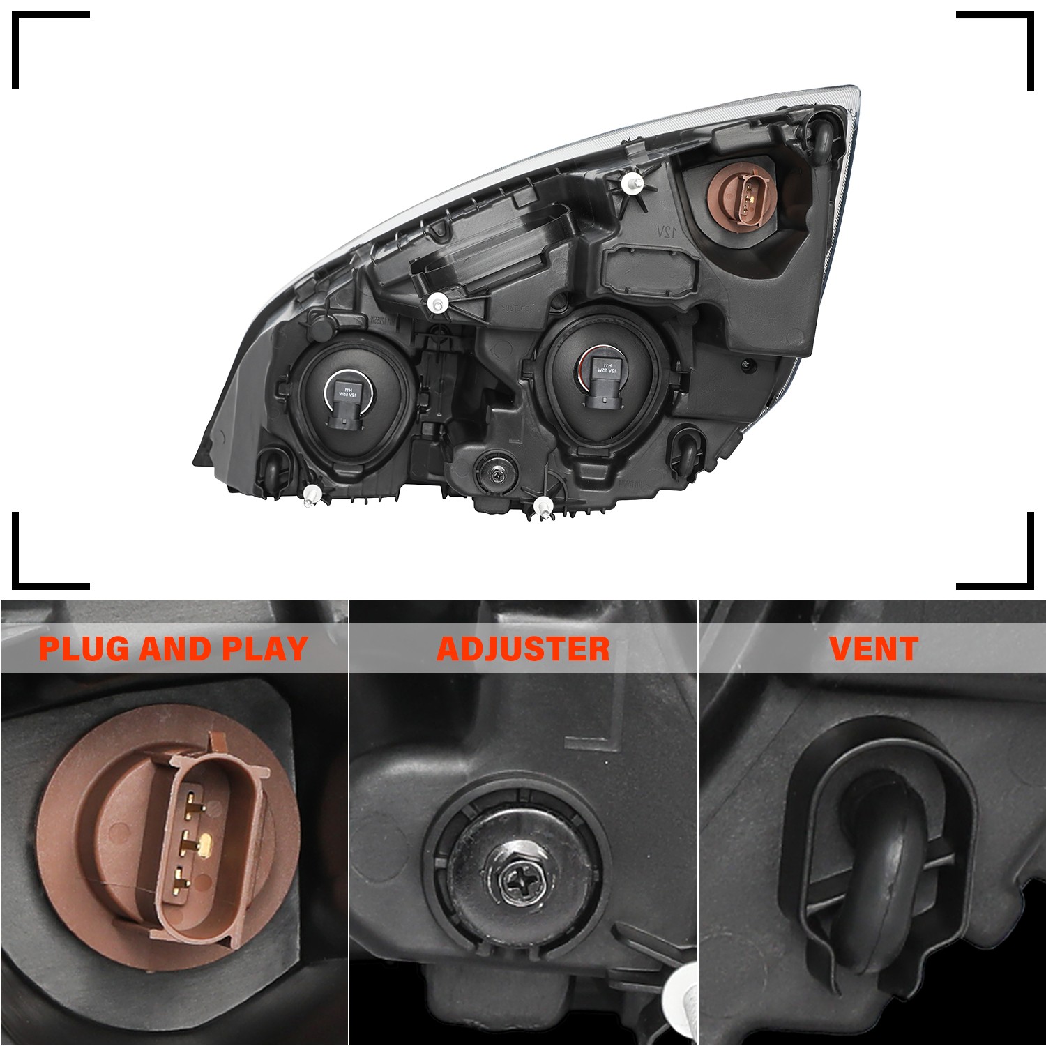 For 2018-2024 Freightliner Cascadia Halogen W/Bulbs Headlights Headlamps LH/RH