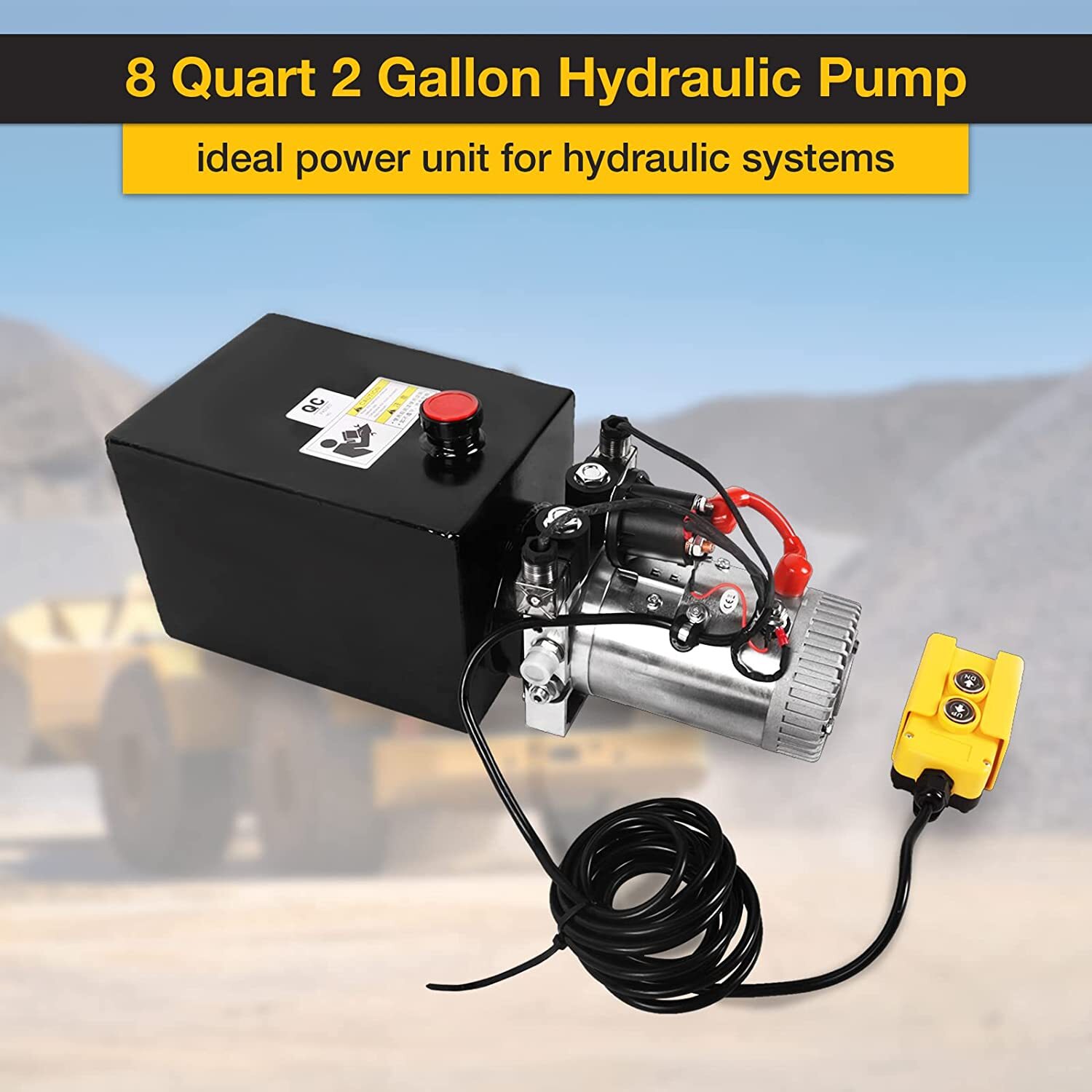 8 Quart 2 Gallon Hydraulic Power Unit Double Acting Metal Reservoir Dump Trailer