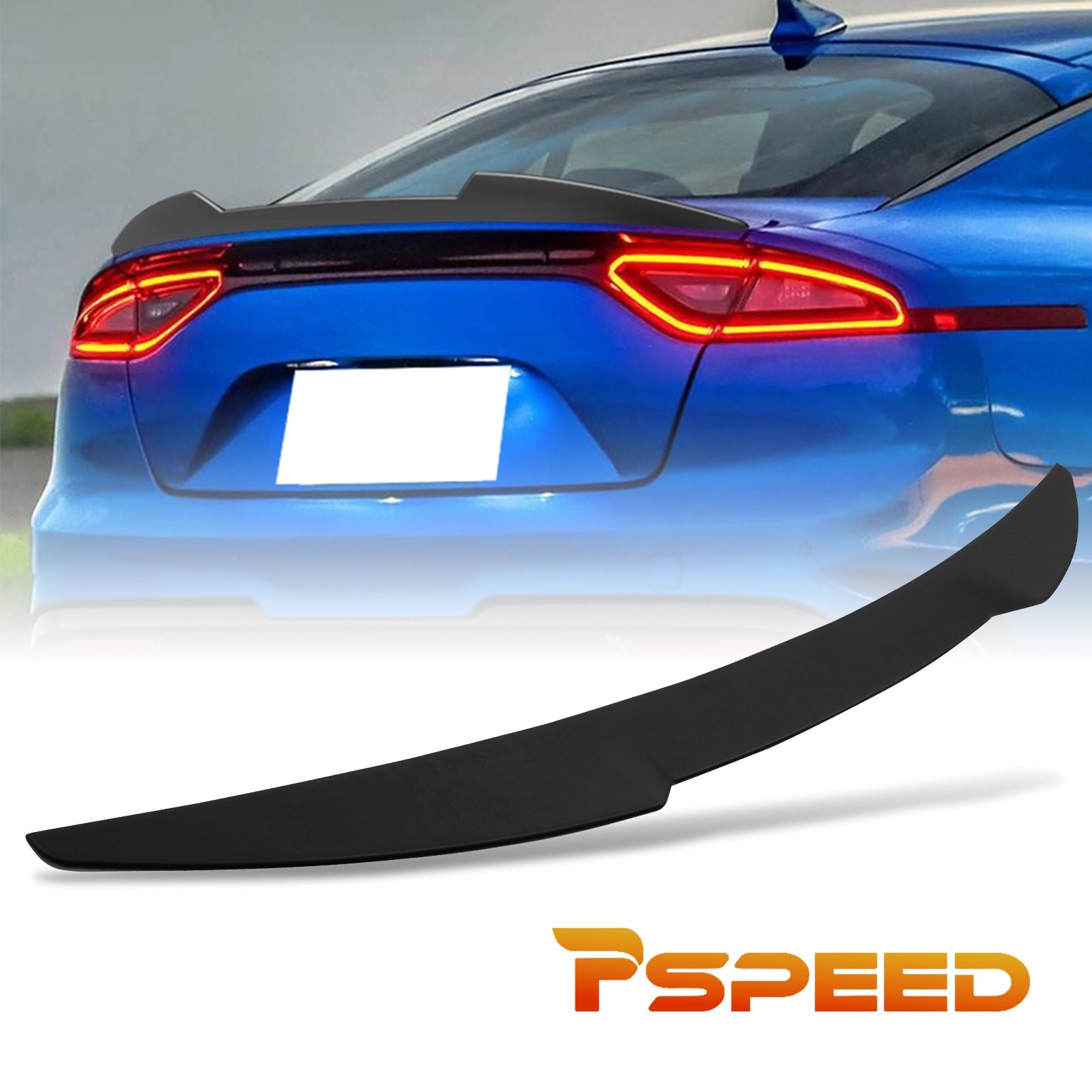 For KIA Stinger 2018-2023 Matte Black ABS Rear Lid Spoiler Wing V-Style Trim