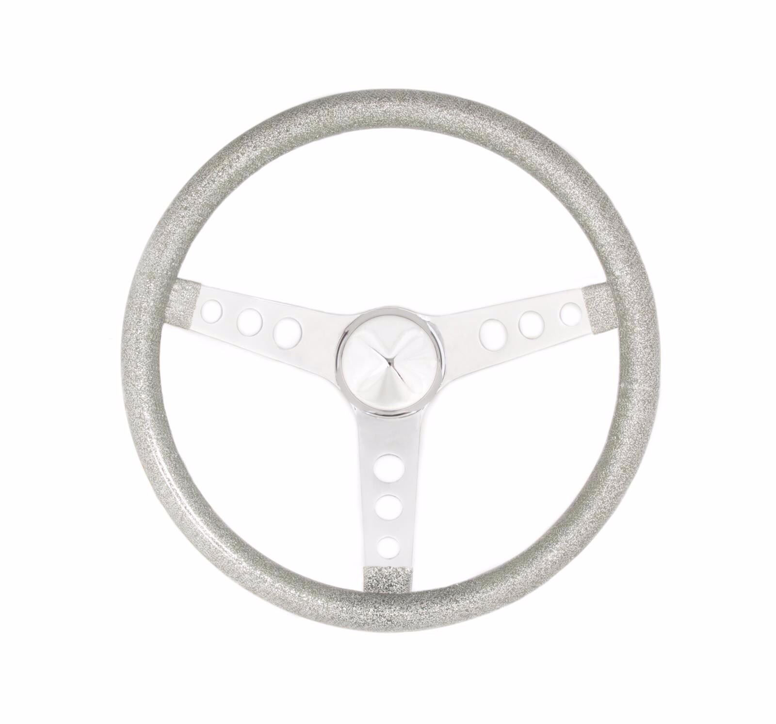11 1/2″  GRANT SILVER METAL FLAKE STEERING WHEEL, DUNE BUGGY, SAND RAIL, MANX 