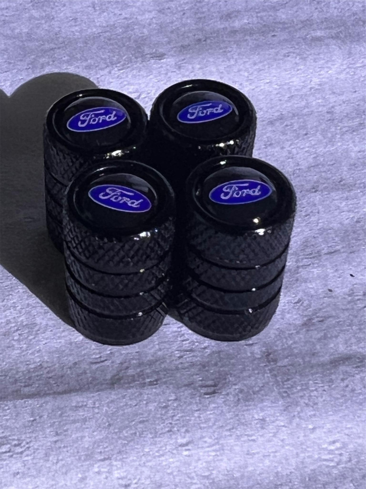 4 Black Ford Tire Valve Stem Caps For Truck Car Universal Fitting Free Shipping