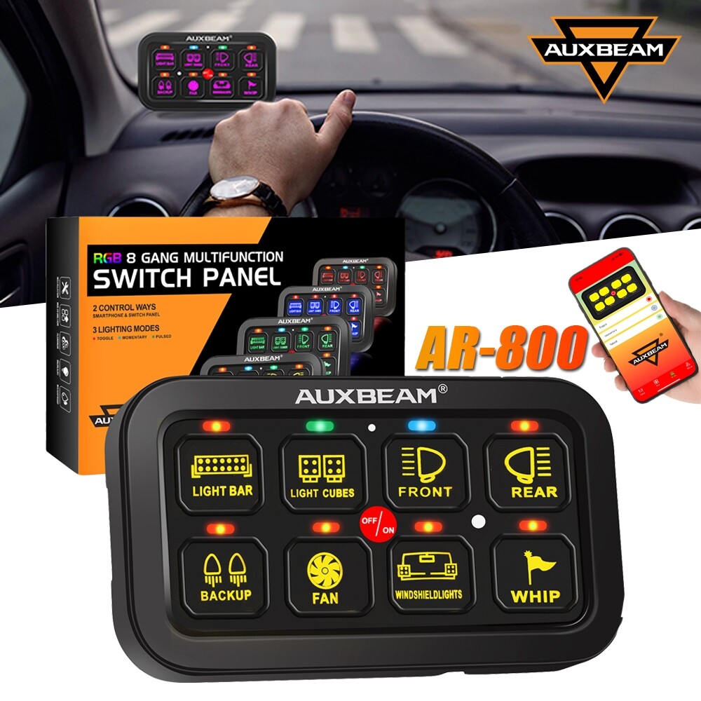 AUXBEAM 8-Gang AR-800 Multifunction RGB Switch Panel with bluetooth Controlled