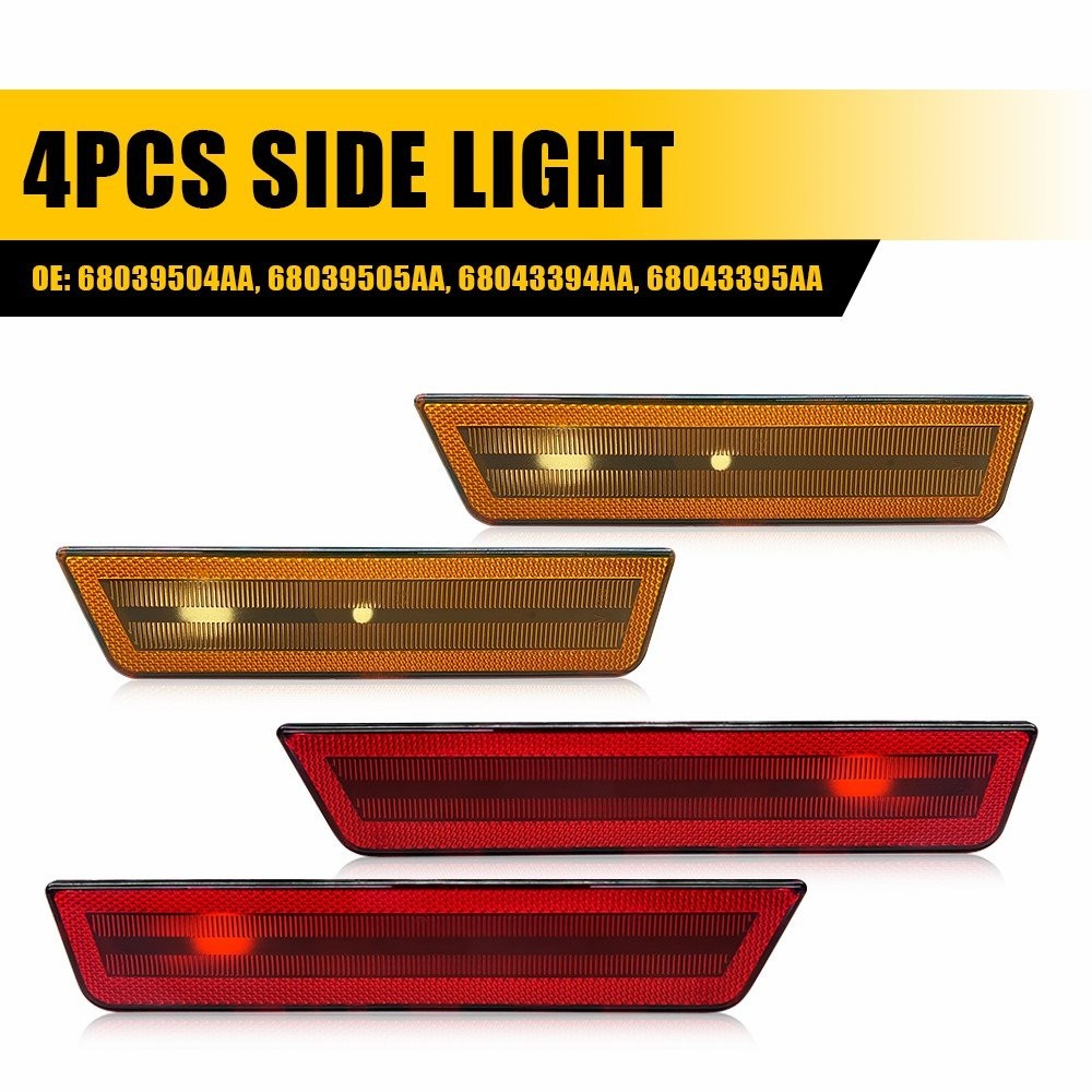 Front&Rear Lens Side Marker Lights Covers Kit For 2008-2014 Dodge Challenger