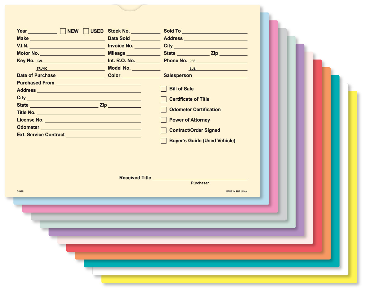 Printed 9″ x 12″ Vehicle Car Dealer Deal Jackets Envelopes (Package of 100)