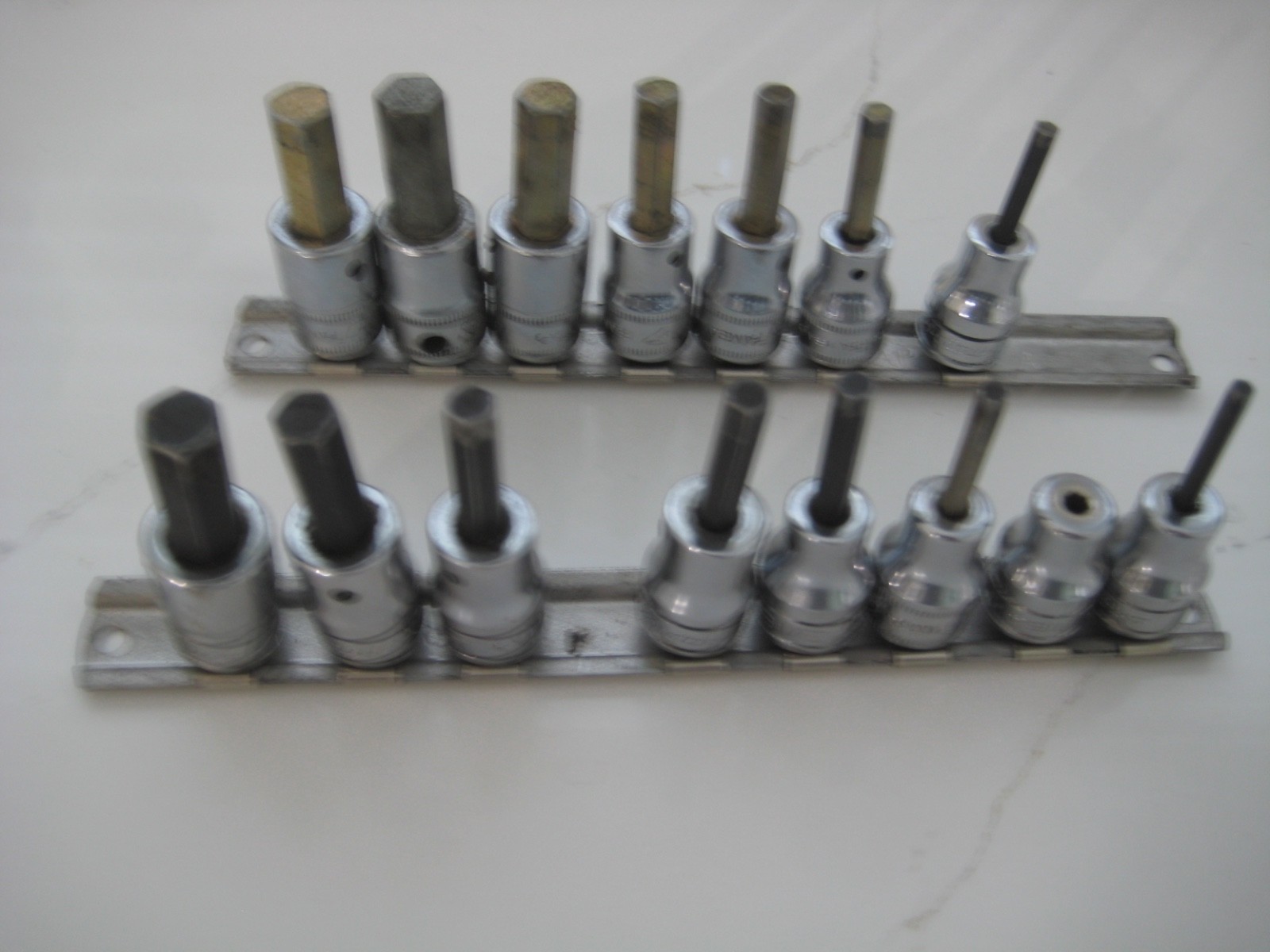 Snap On Hex bit sets 3/8 drive Metric & SAE 15 pcs + holders Both sets ,One $