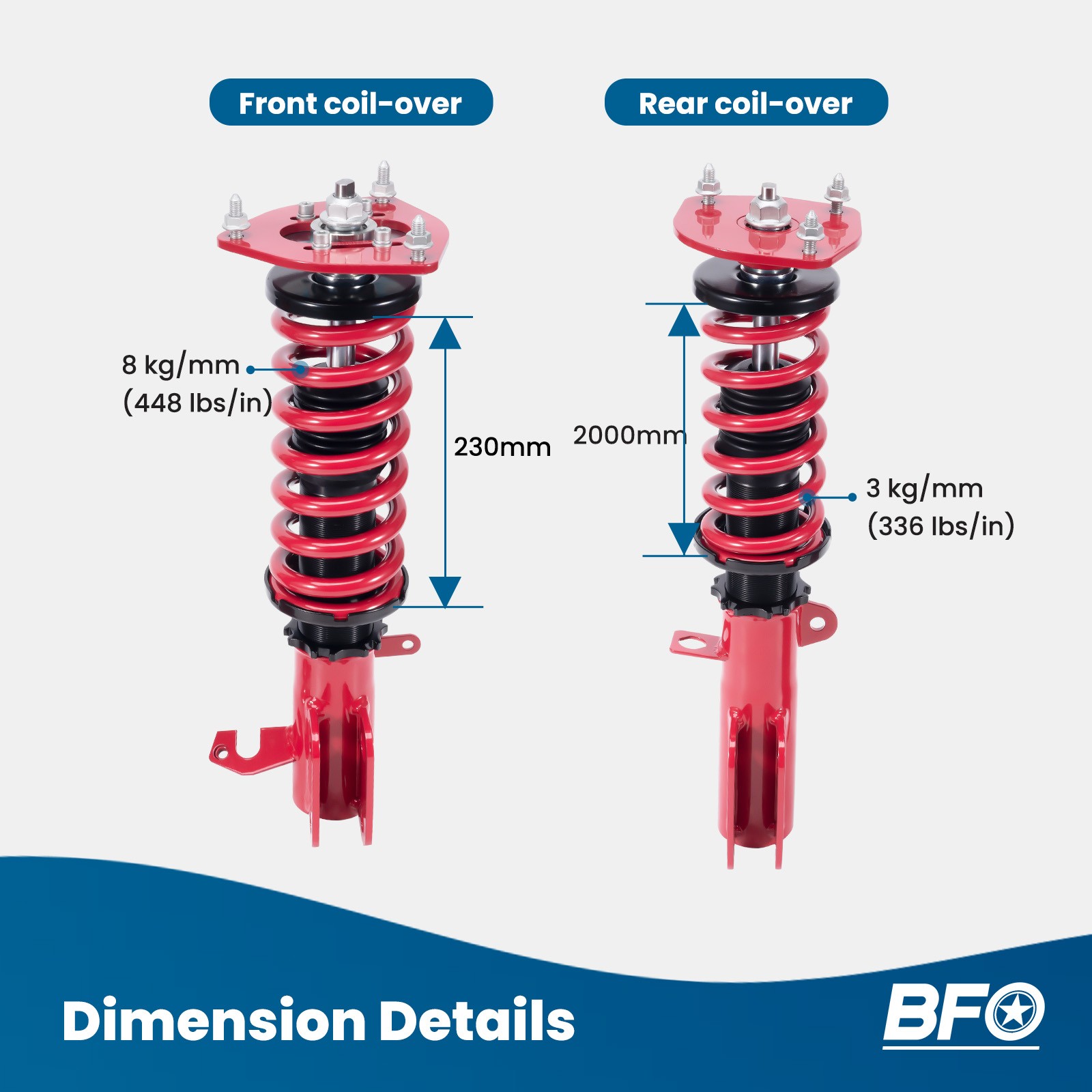 BFO Coilovers Struts Suspension For Toyota Corolla E100 AE101 88-99 Adj. Height