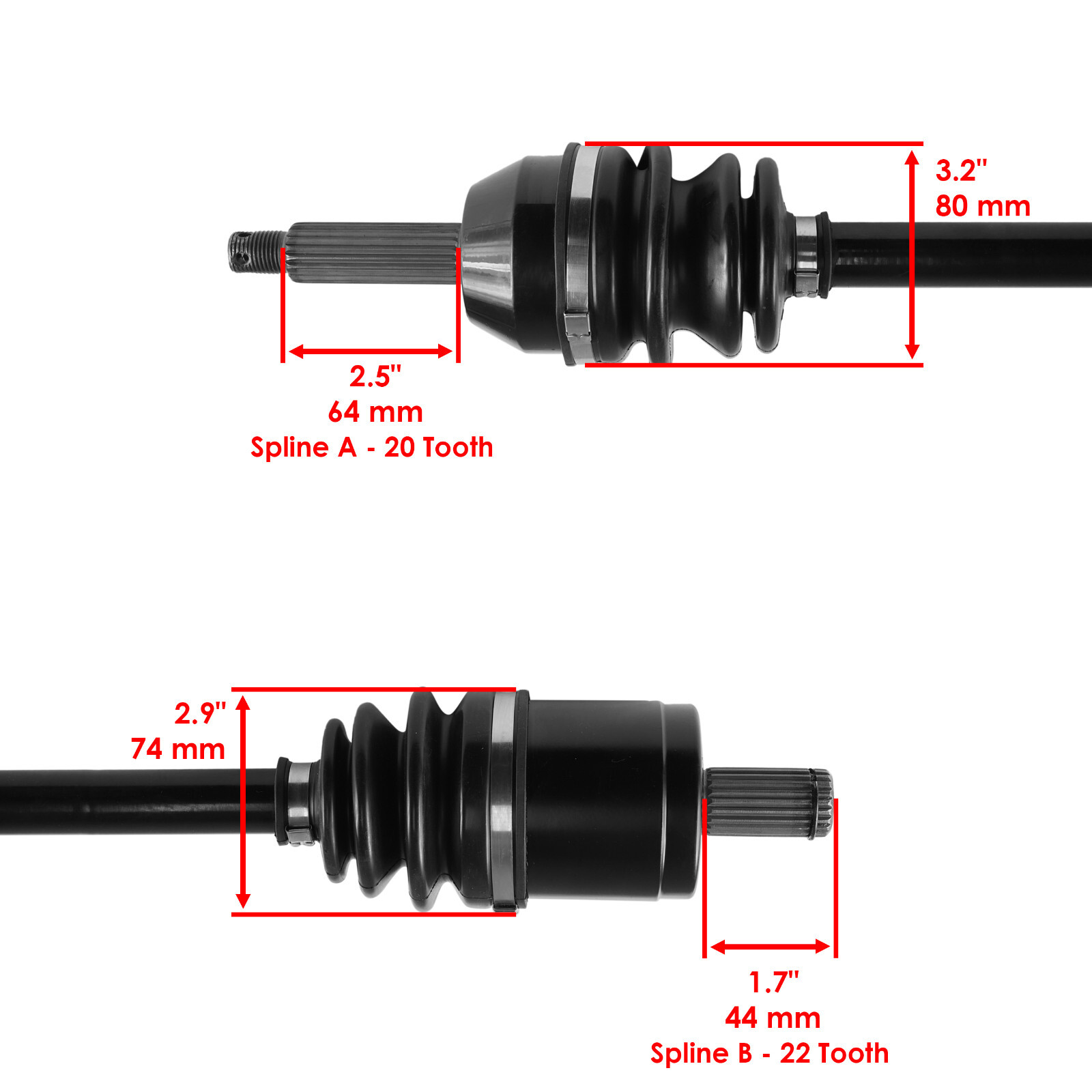 Front Rear Left Right Complete CV Joint Axles for Polaris Ranger Crew 700 08 09
